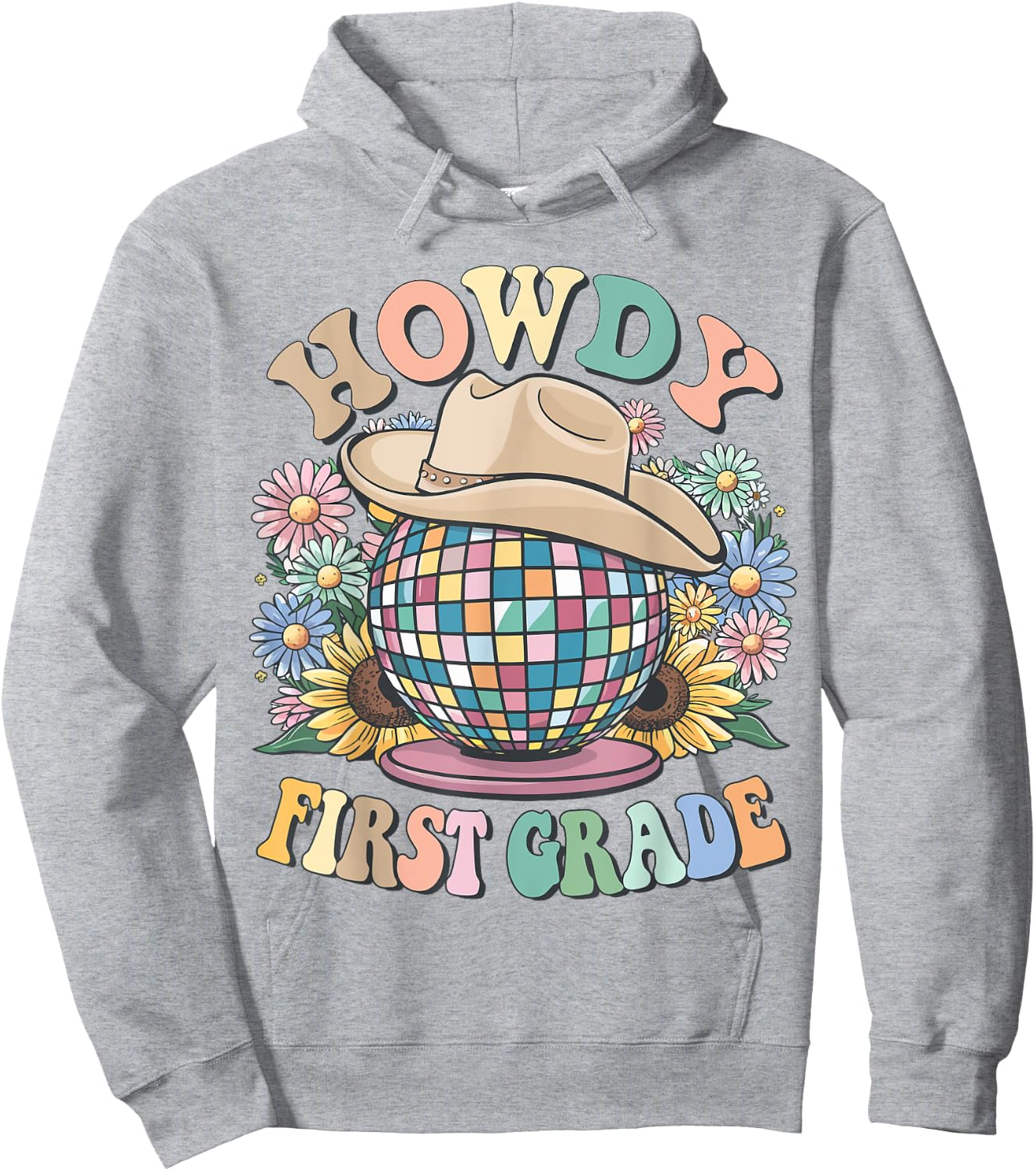 Howdy First Grade Cowgirl Country 1st Grade Back to School Hoodie - Hoodie | Ash
