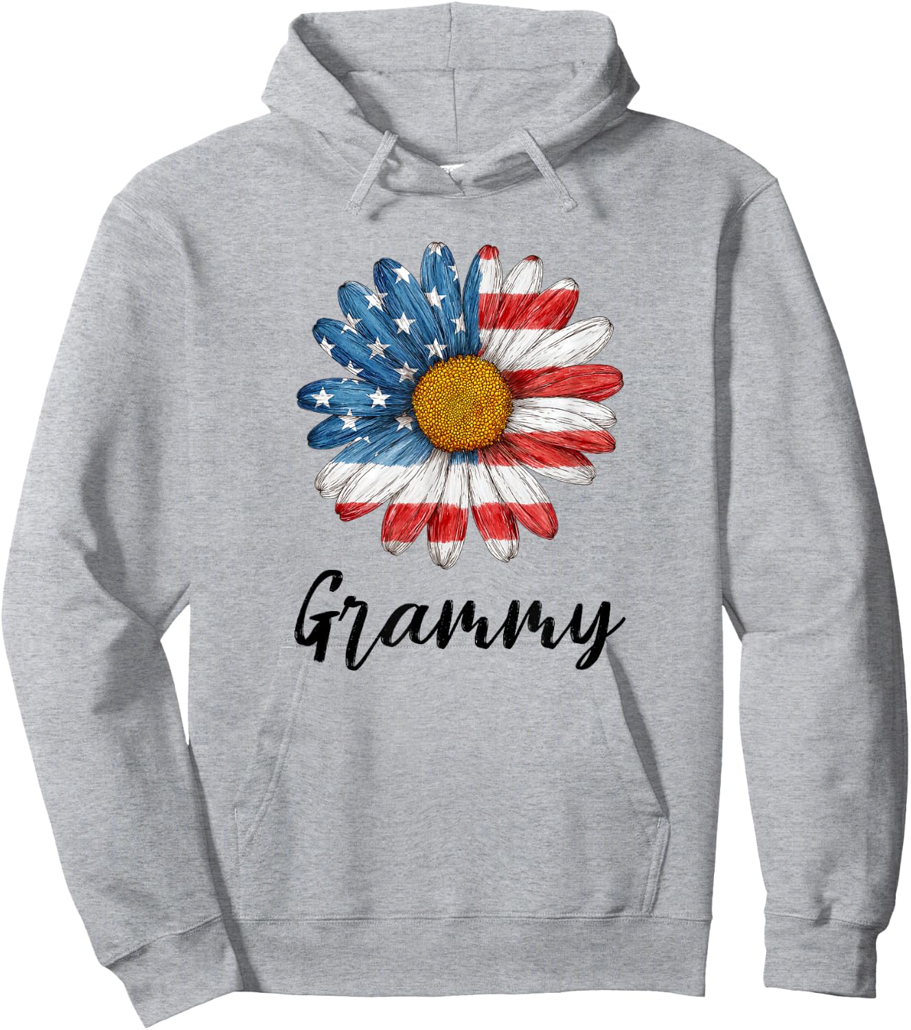 Grammy Patriotic 4th of July Retro Trendy Flower Grandma Hoodie - Hoodie | Ash