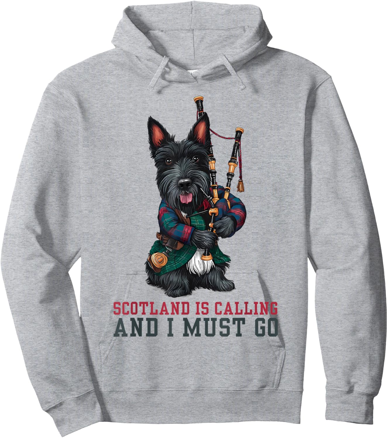 Scotland Is Calling and I Must Go Scottish Terrier Bagpipes Hoodie - Hoodie | Ash