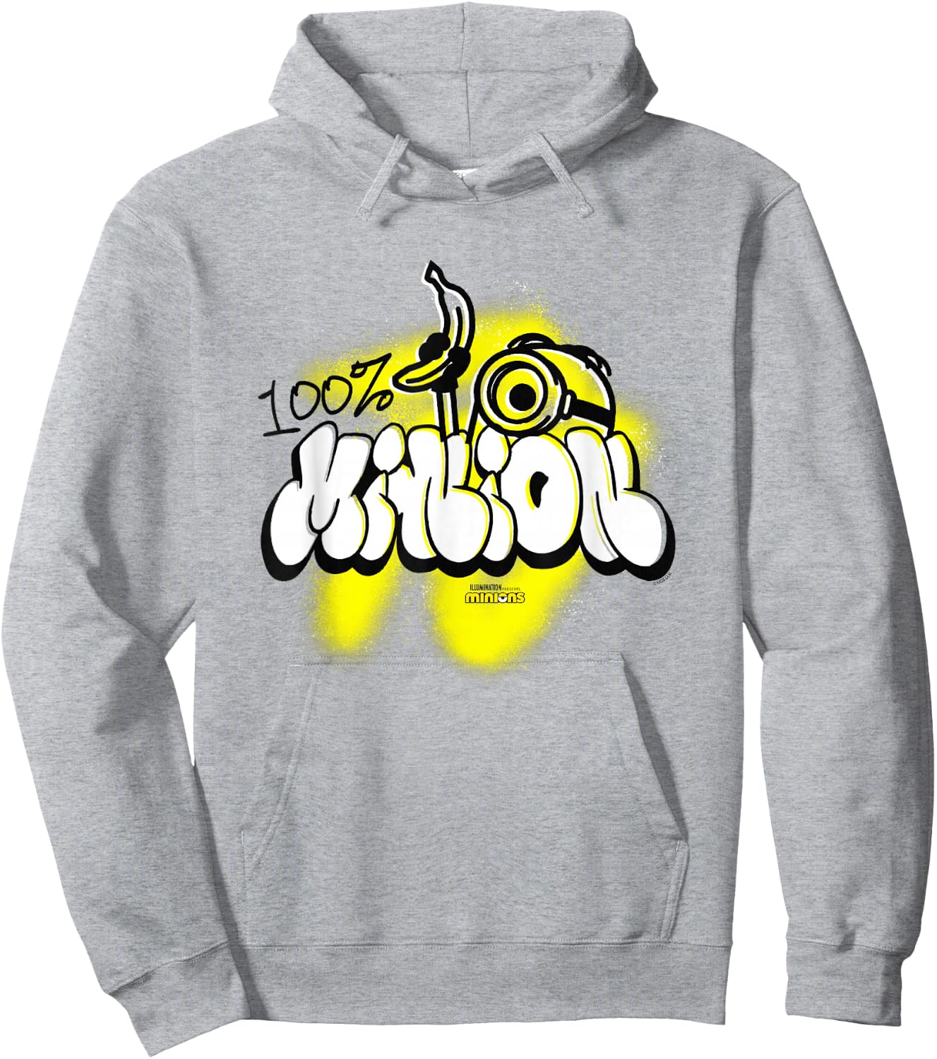 Minions 100% Minion Urban Style Banana Mural Vintage Hoodie - Hoodie | Ash