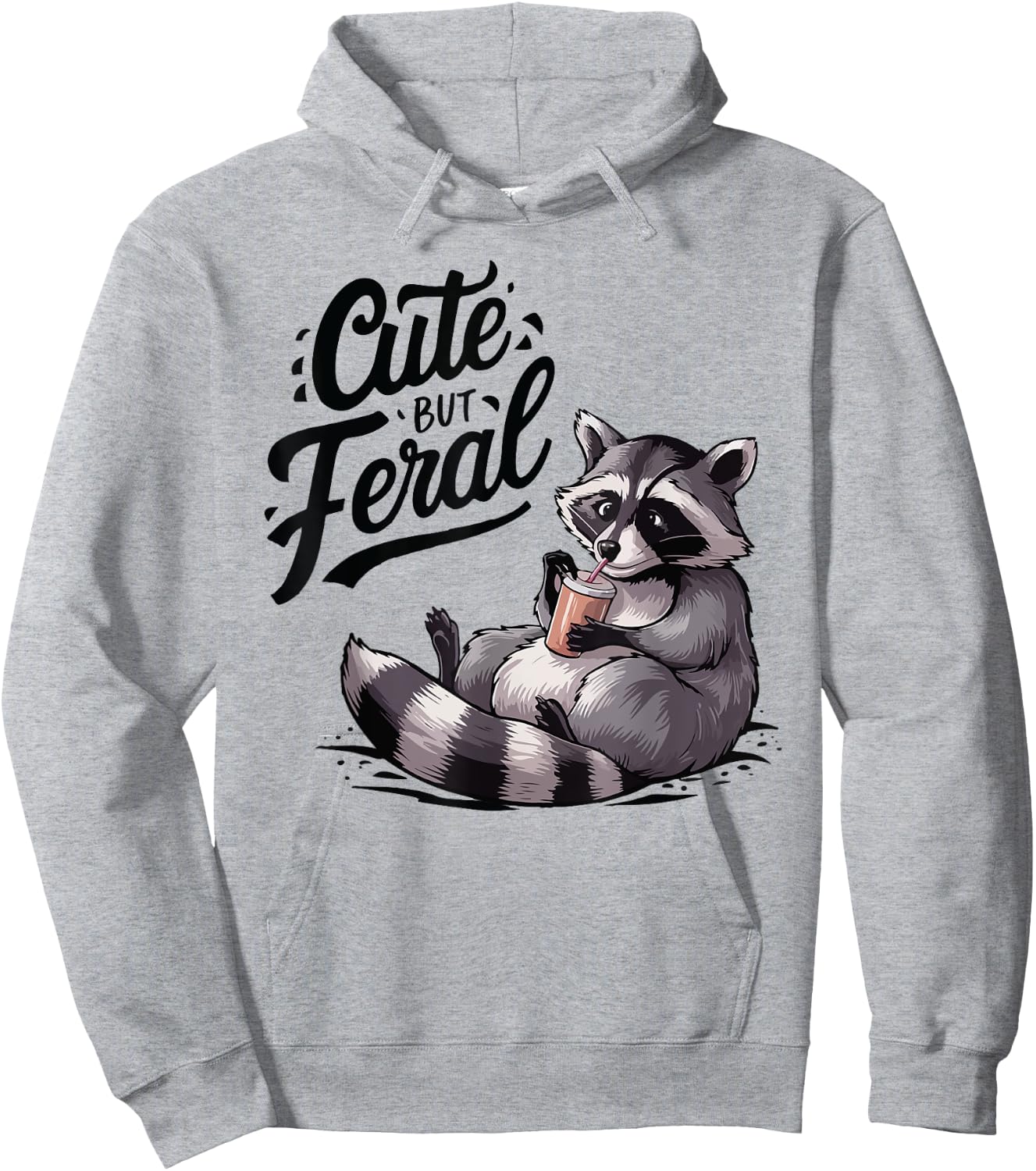 Cute But Feral Panda Raccoon Costume Funny Raccoon Trash Hoodie - Hoodie | Ash
