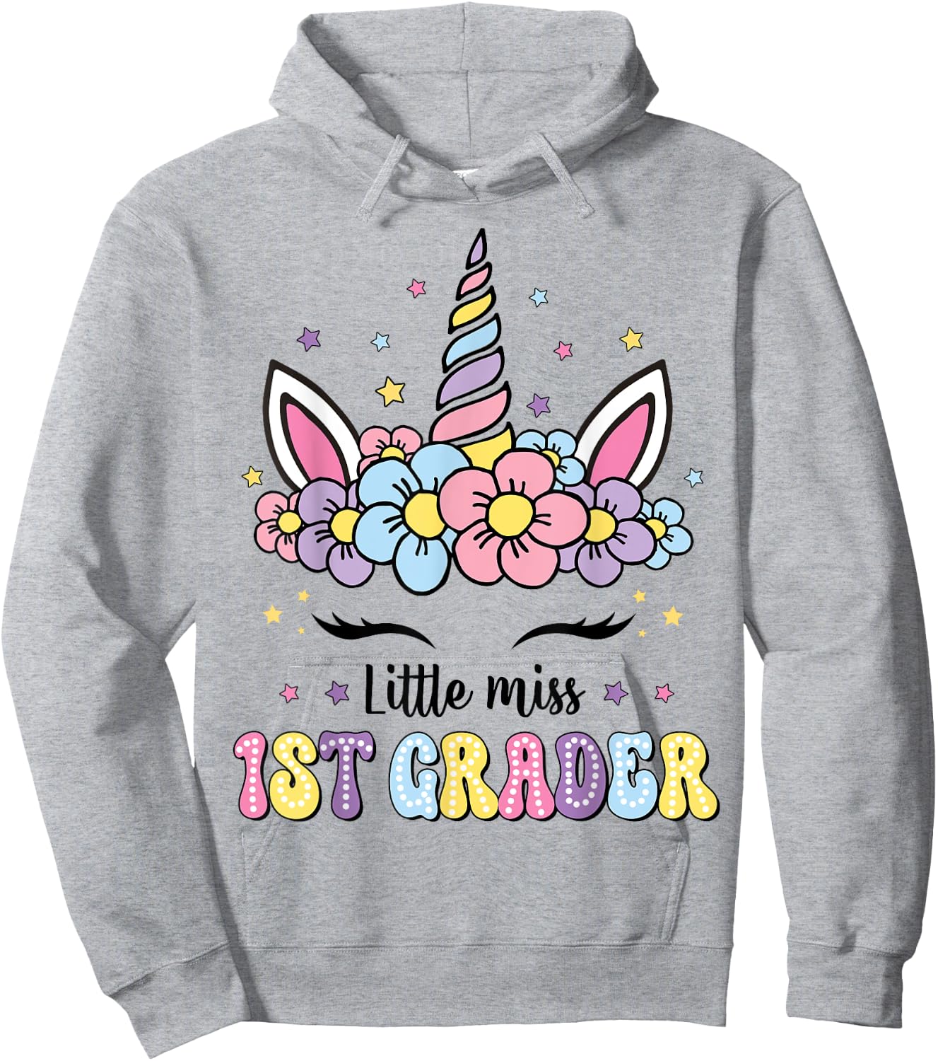 Little Miss 1st Grade Grader Hello First Day Of School Girls Hoodie - Hoodie | Ash