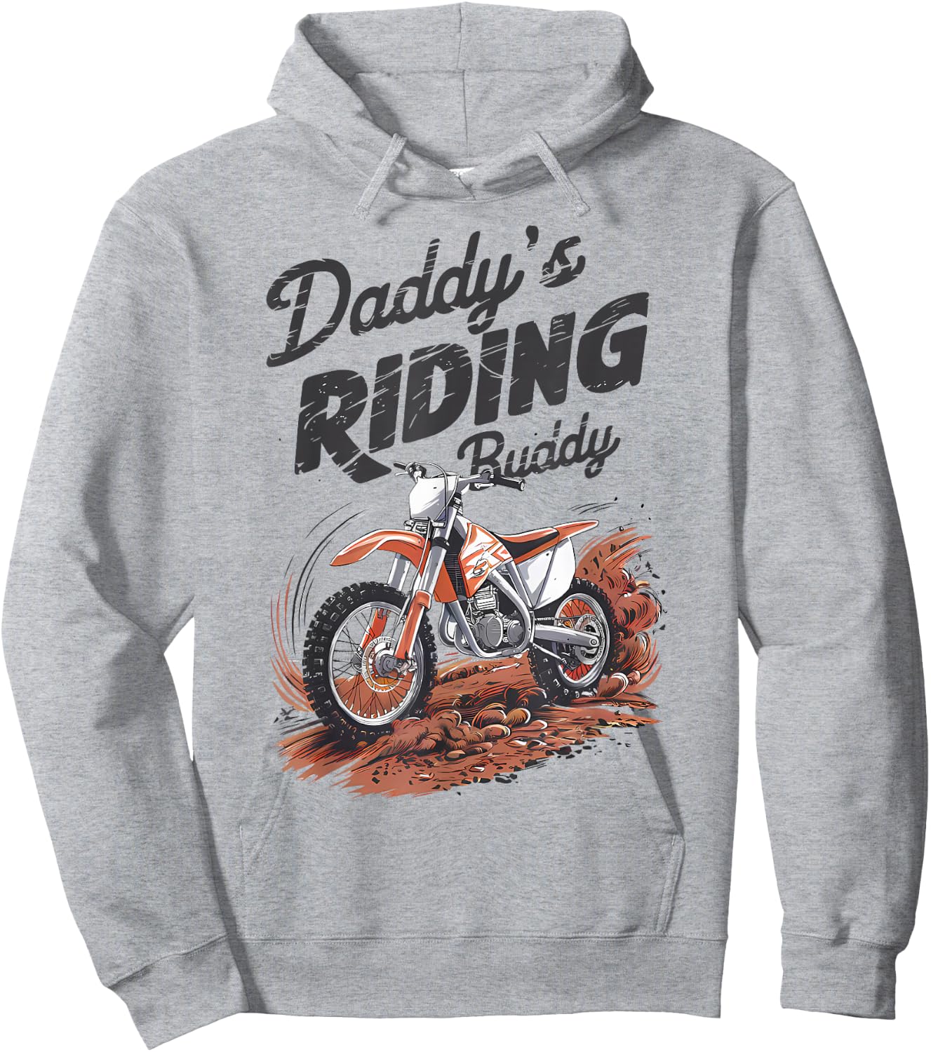 Daddy's Riding Buddy Retro Dirt Bike Dad And Me Boy Kids Hoodie - Hoodie | Ash