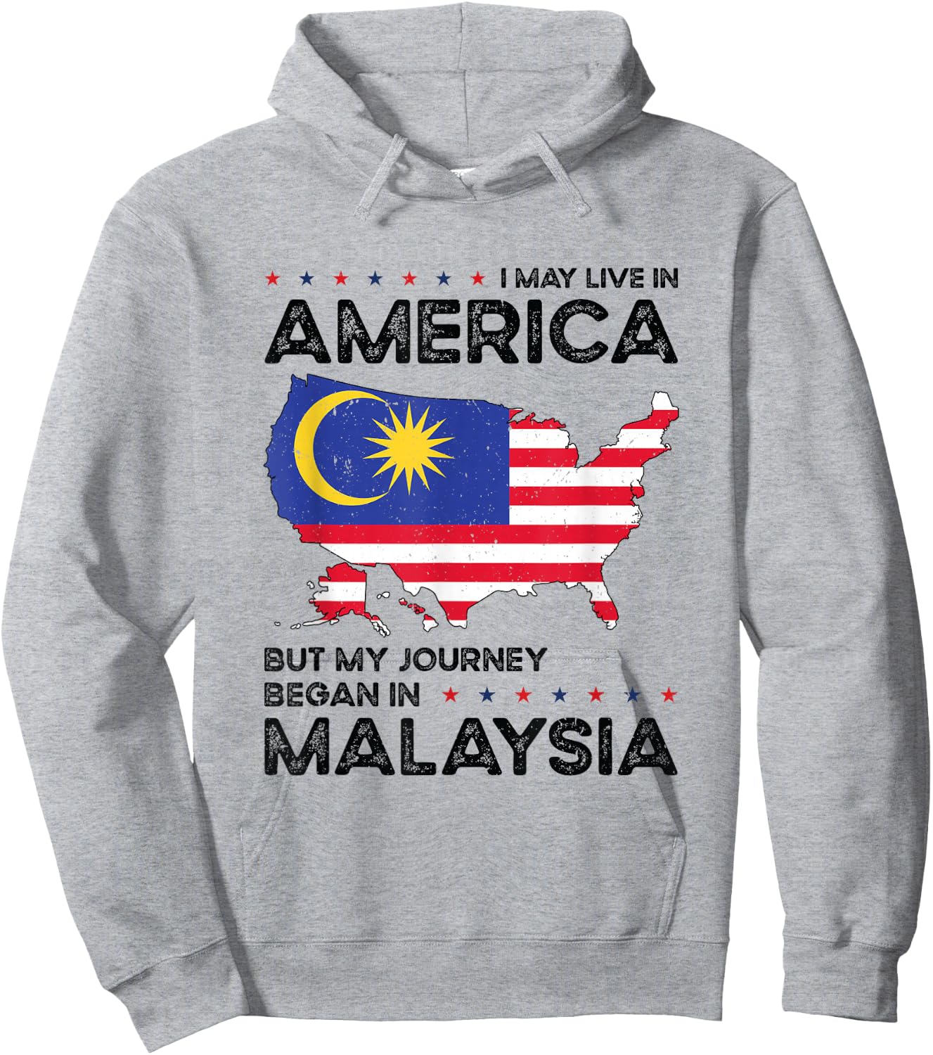 Malaysian American Patriot USA Grown Malaysia US Flag Hoodie - Hoodie | Ash