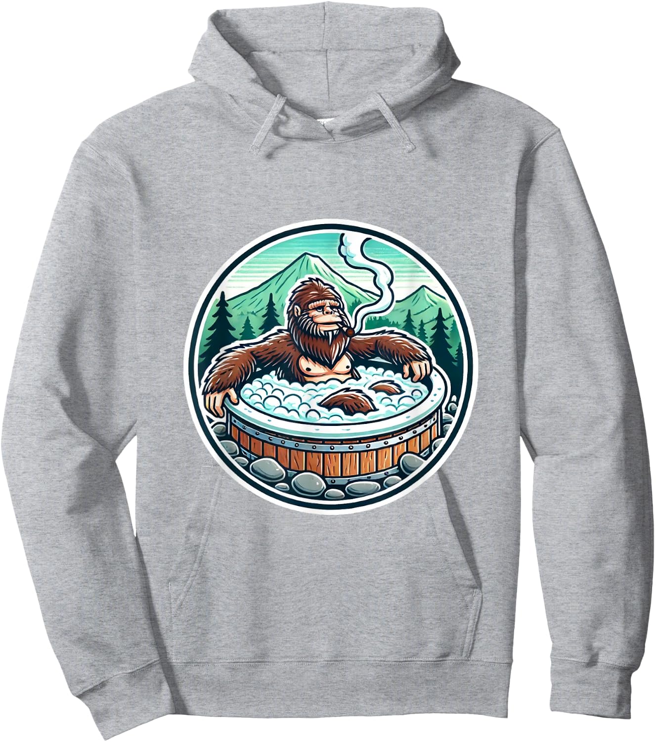 Unique Sasquatch Soaking Hot Tub Design Joke Humor Hoodie - Hoodie | Ash
