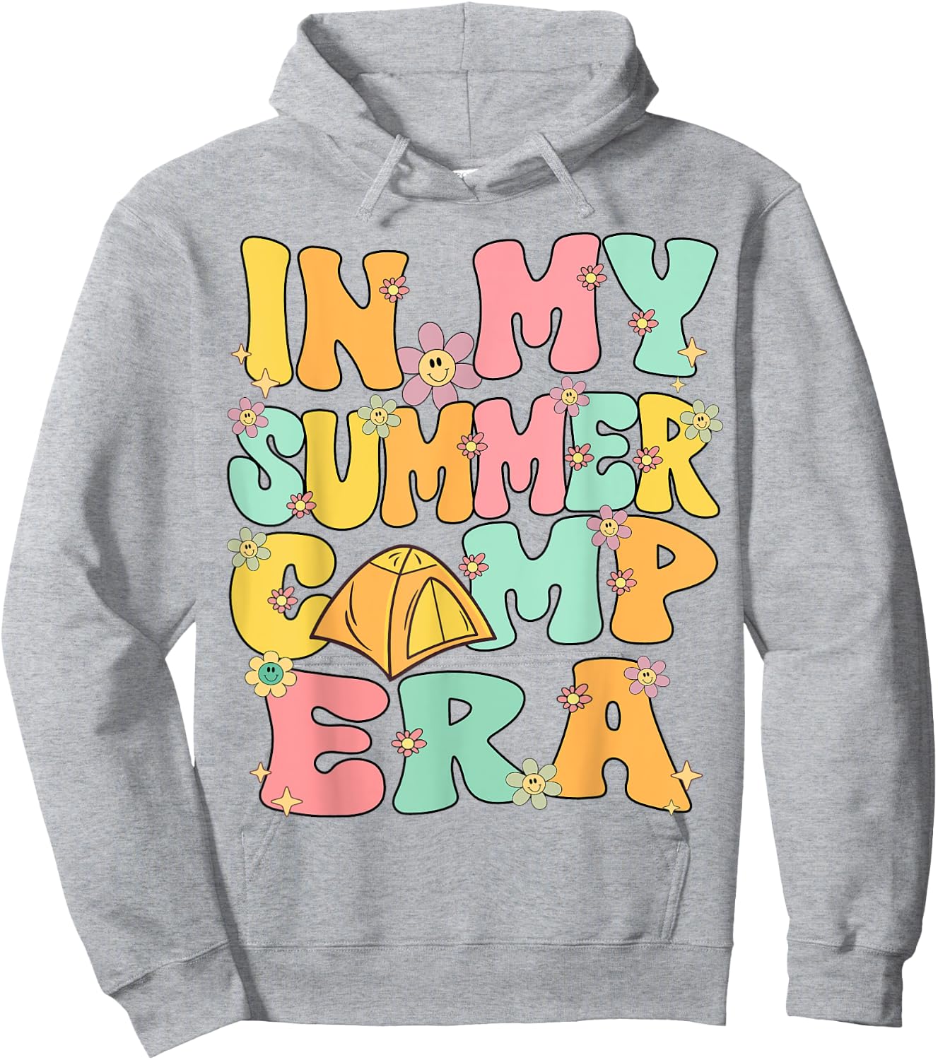 In My Summer Camp Era Retro Groovy Summer Camp Camping Funny Hoodie - Hoodie | Ash