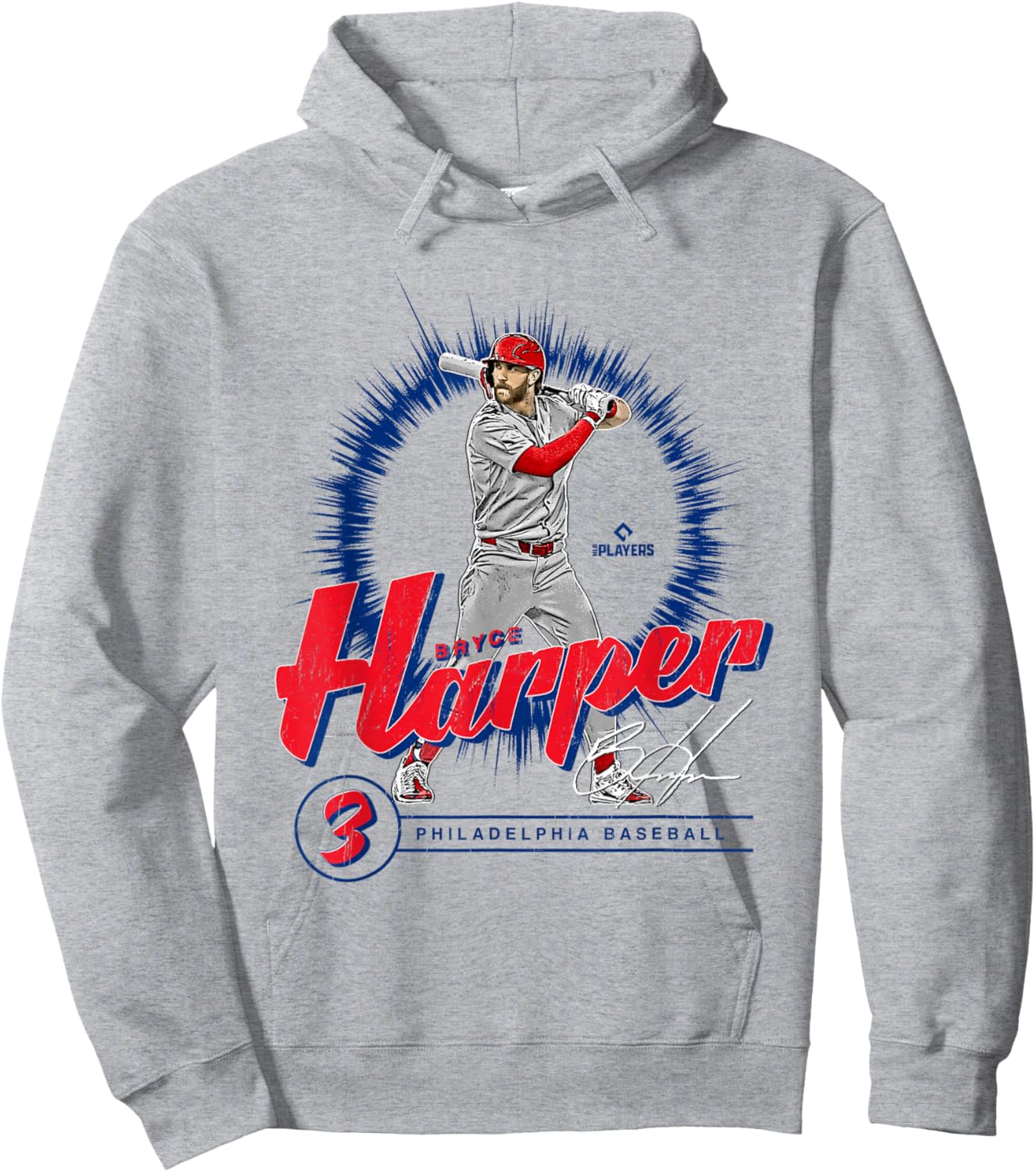 Bryce Harper | Philadelphia MLB Baseball Players| MLBBHA305N Hoodie - Hoodie | Ash