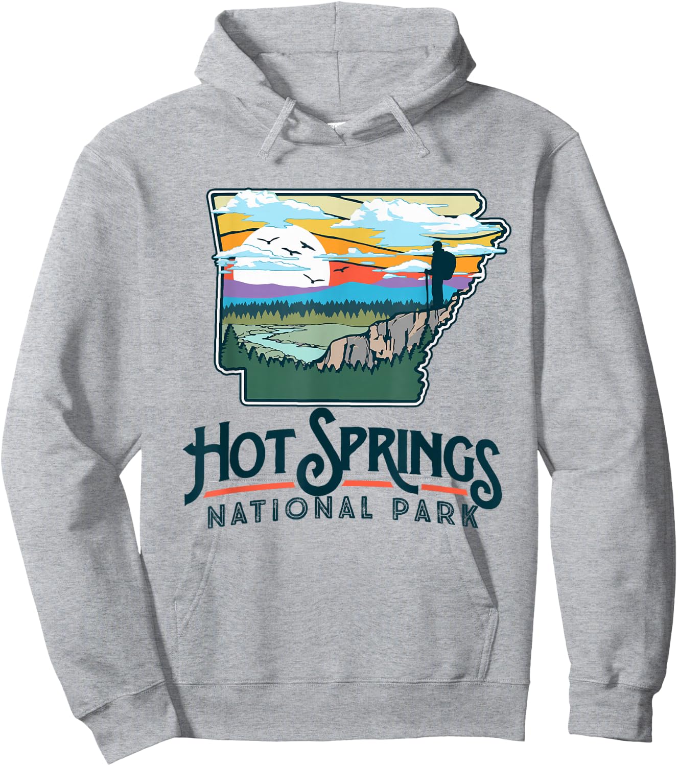 Hot Springs National Park Arkansas Nature Illustration Hoodie - Hoodie | Ash