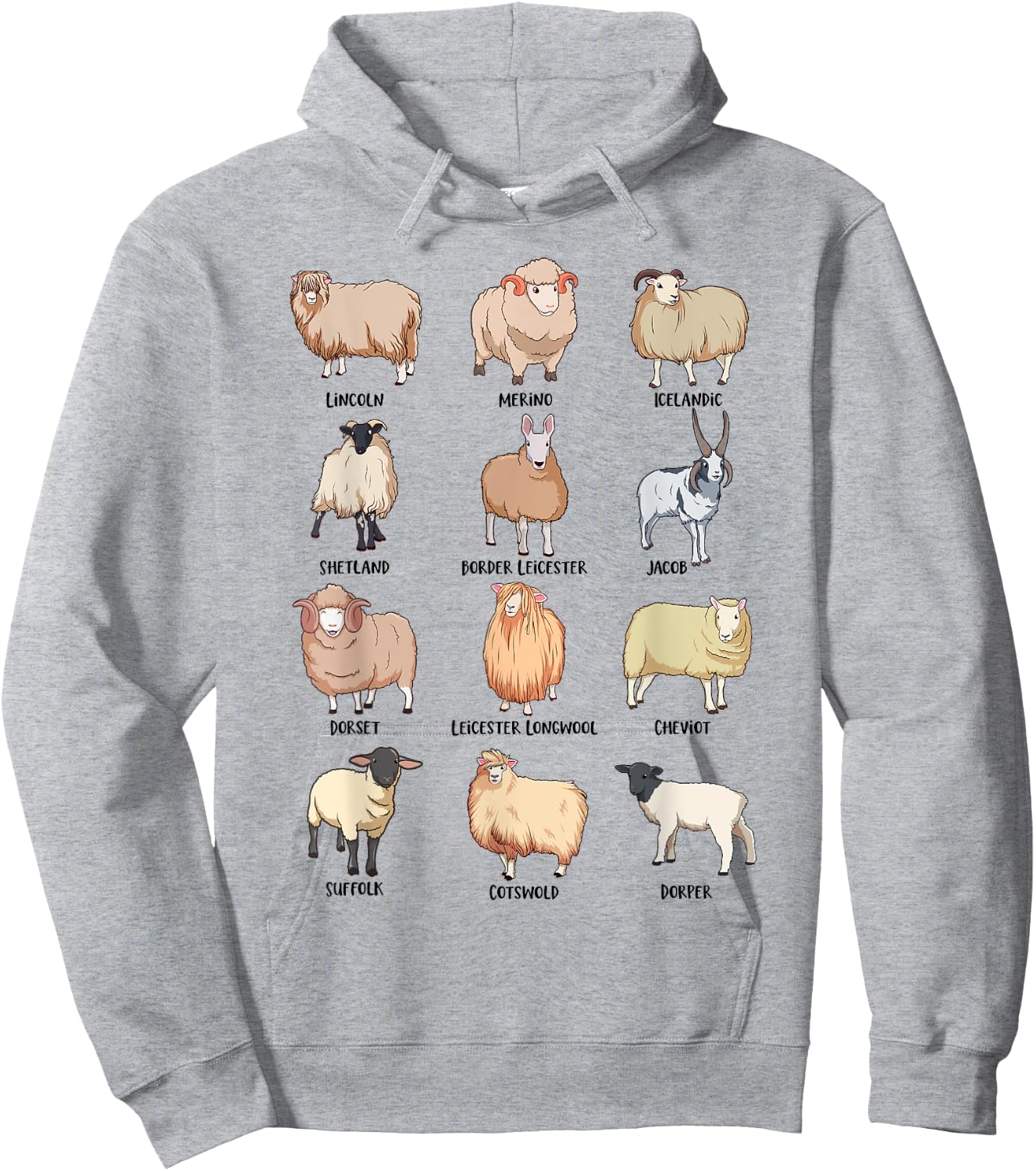 Sheep breeds - Sheep motif Hoodie - Hoodie | Ash