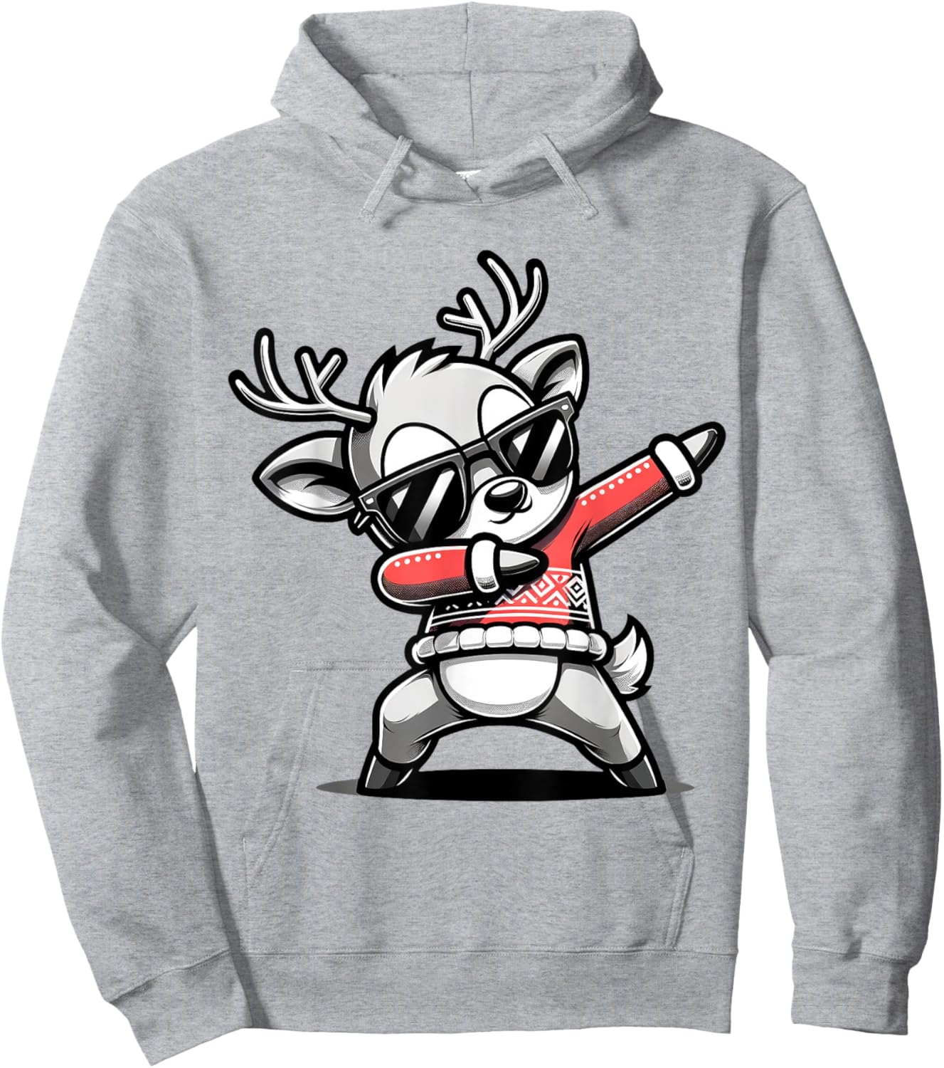 Christmas Reindeer Boys Dabbing Reindeer Santa Xmas Funny Hoodie - Hoodie | Ash