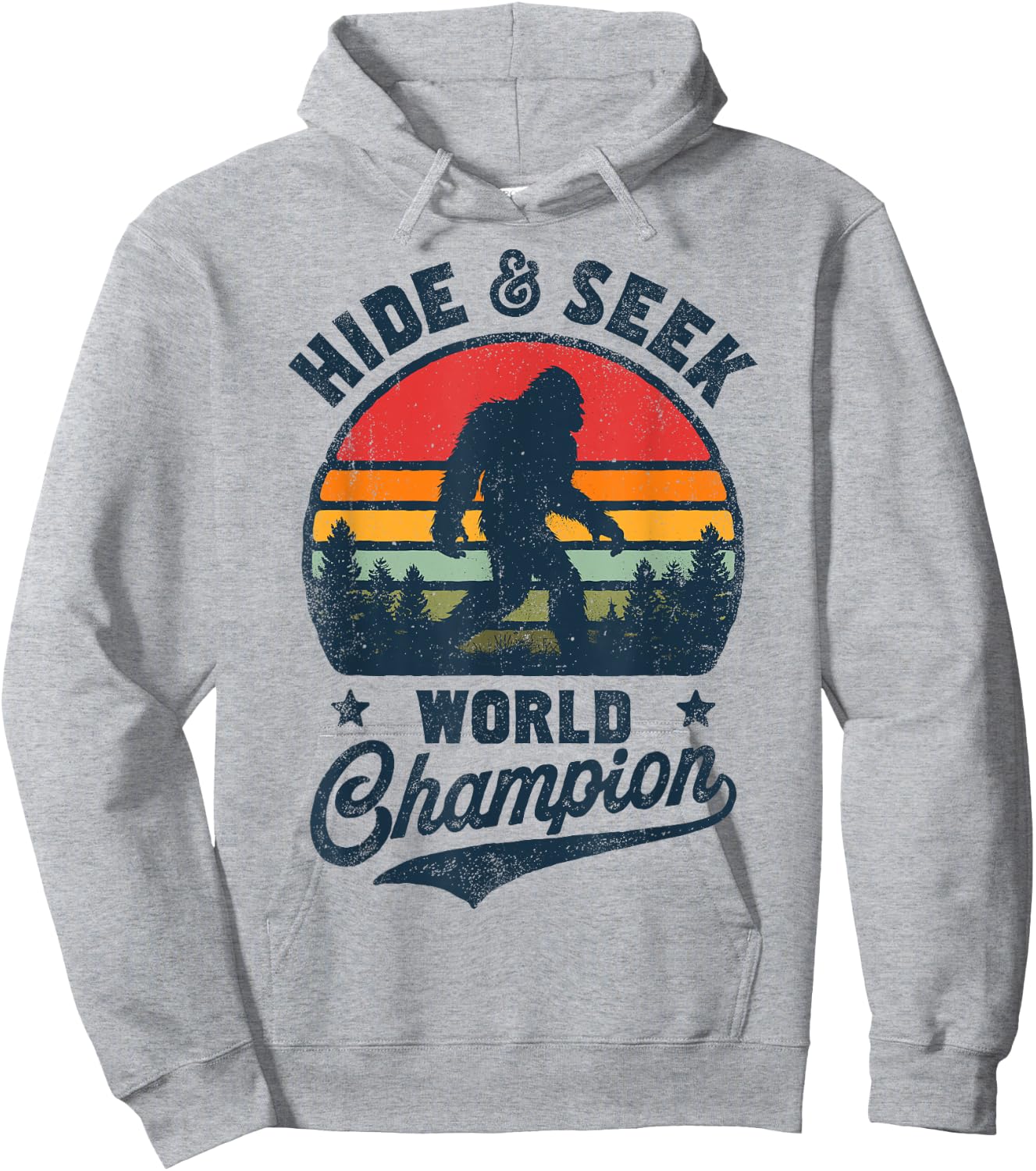 Bigfoot Hide And Seek World Champion Sasquatch Retro Vintage Hoodie - Hoodie | Ash