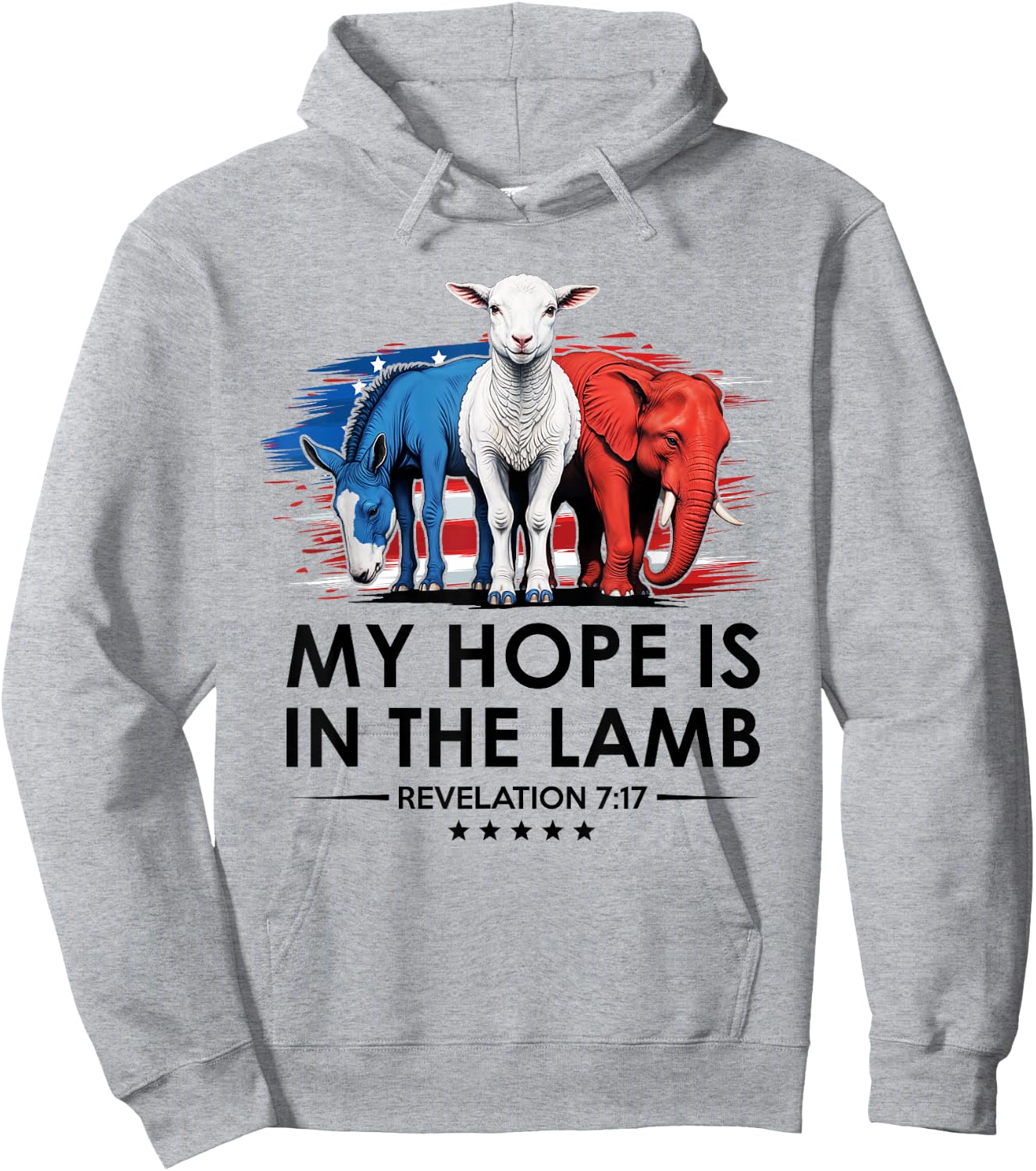 My Hope is in the Lamb Elephant Donkey USA Funny Scripture Hoodie - Hoodie | Ash