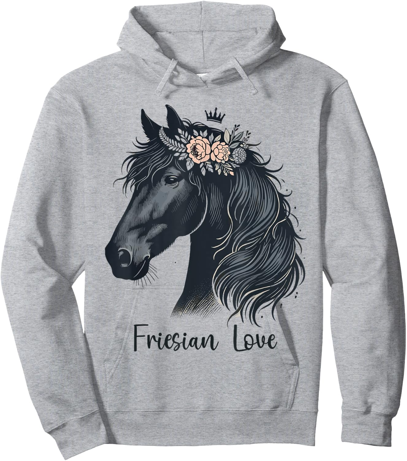 Friesian Horse Lover Majestic Friesian Horse Riding Hoodie - Hoodie | Ash