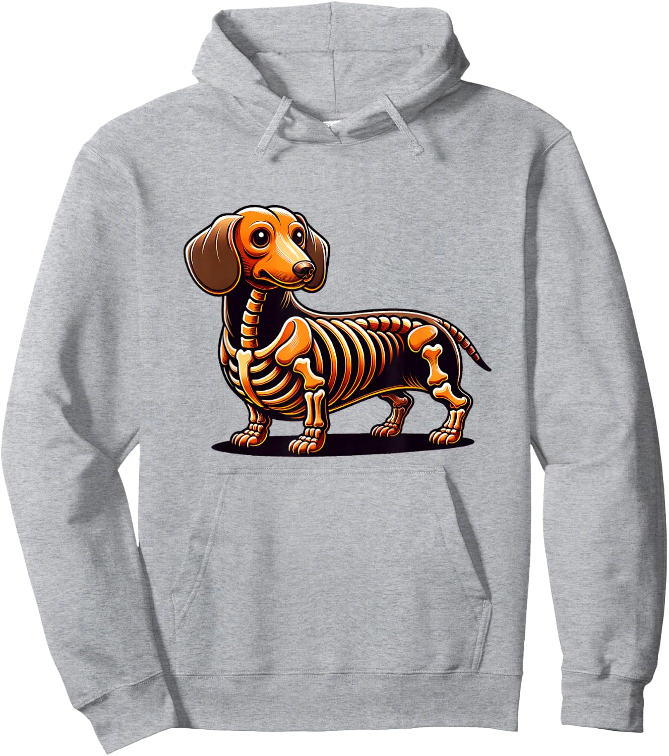 Cute Funny Skeleton Dachshund Wiener Dog Halloween Hoodie - Hoodie | Ash