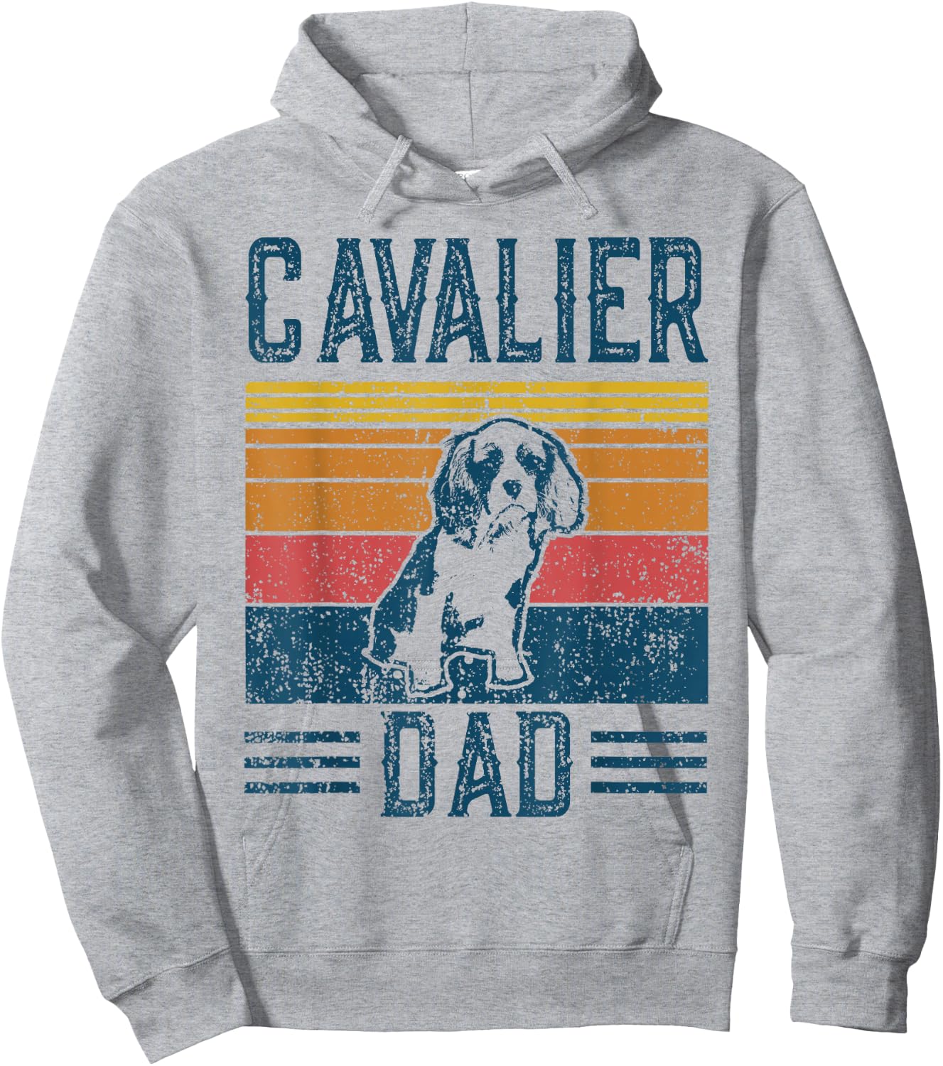 Dog | Cavalier King Charles Spaniel - Vintage Cavalier Dad Hoodie - Hoodie | Ash