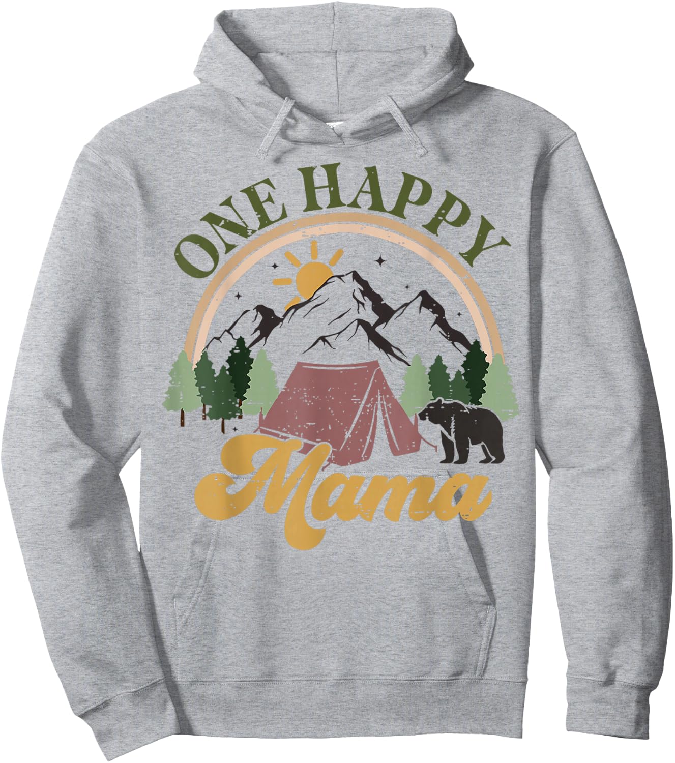 Cute One Happy Camper Birthday Decorations One Happy Mama Hoodie - Hoodie | Ash