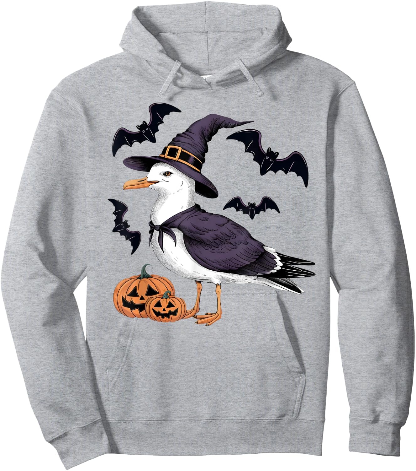 Seagull Bird Halloween Costume Pumpkin Bat Witch Hoodie - Hoodie | Ash