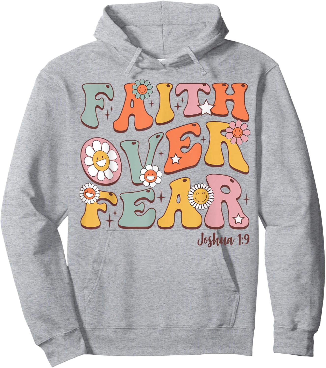 Christian-Shirt Girls Faith Over Fear Cute Jesus Kids Youth Hoodie - Hoodie | Ash