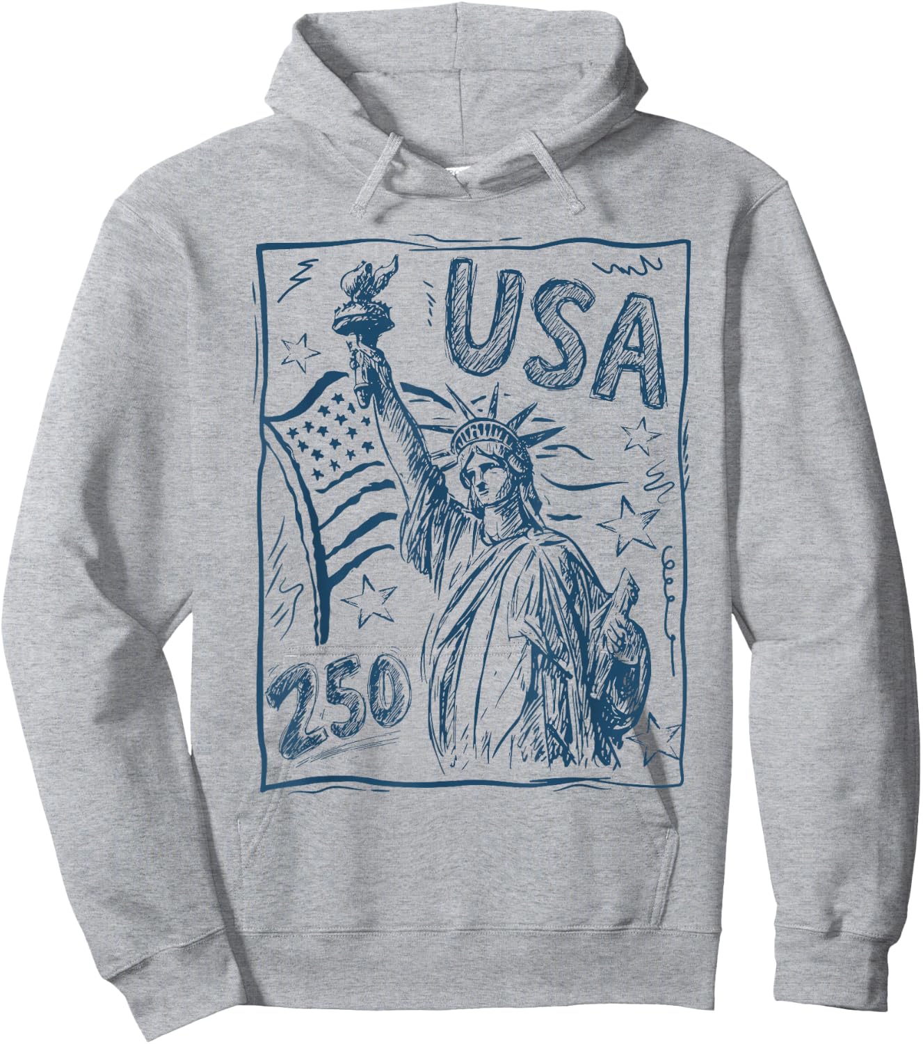 Statue of Liberty American 250 Years 1776-2026 4th of July Hoodie - Hoodie | Ash