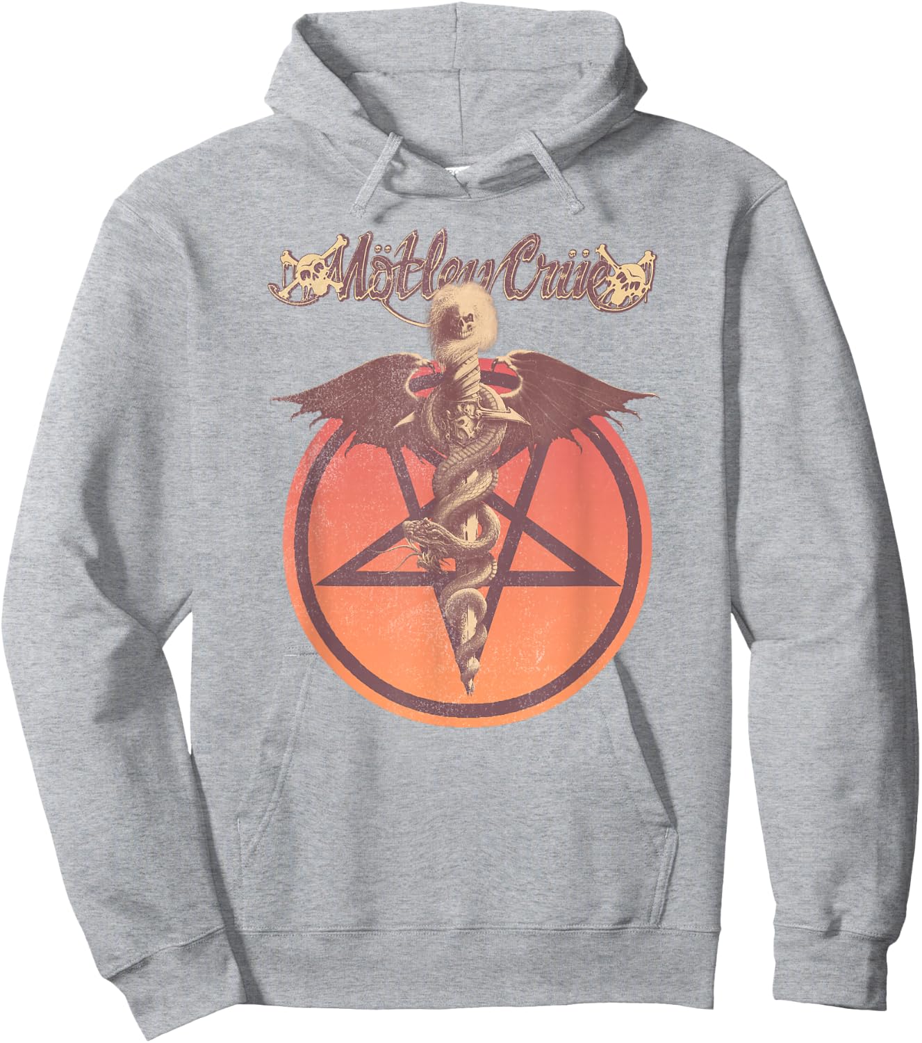Mötley Crüe – Pentagram On White Hoodie - Hoodie | Ash