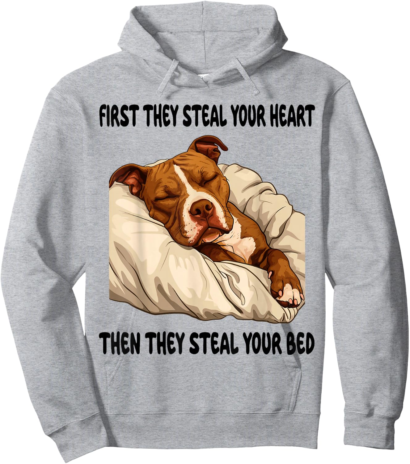 Pitbull Sleeping Pajamas Nightgown Hoodie - Hoodie | Ash
