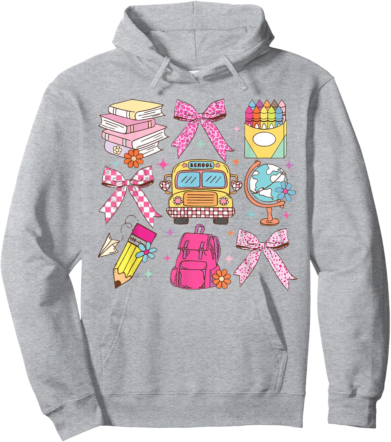 Coquette Bow Teacher Back To School Teacher Life Student Kid Hoodie - Hoodie | Ash