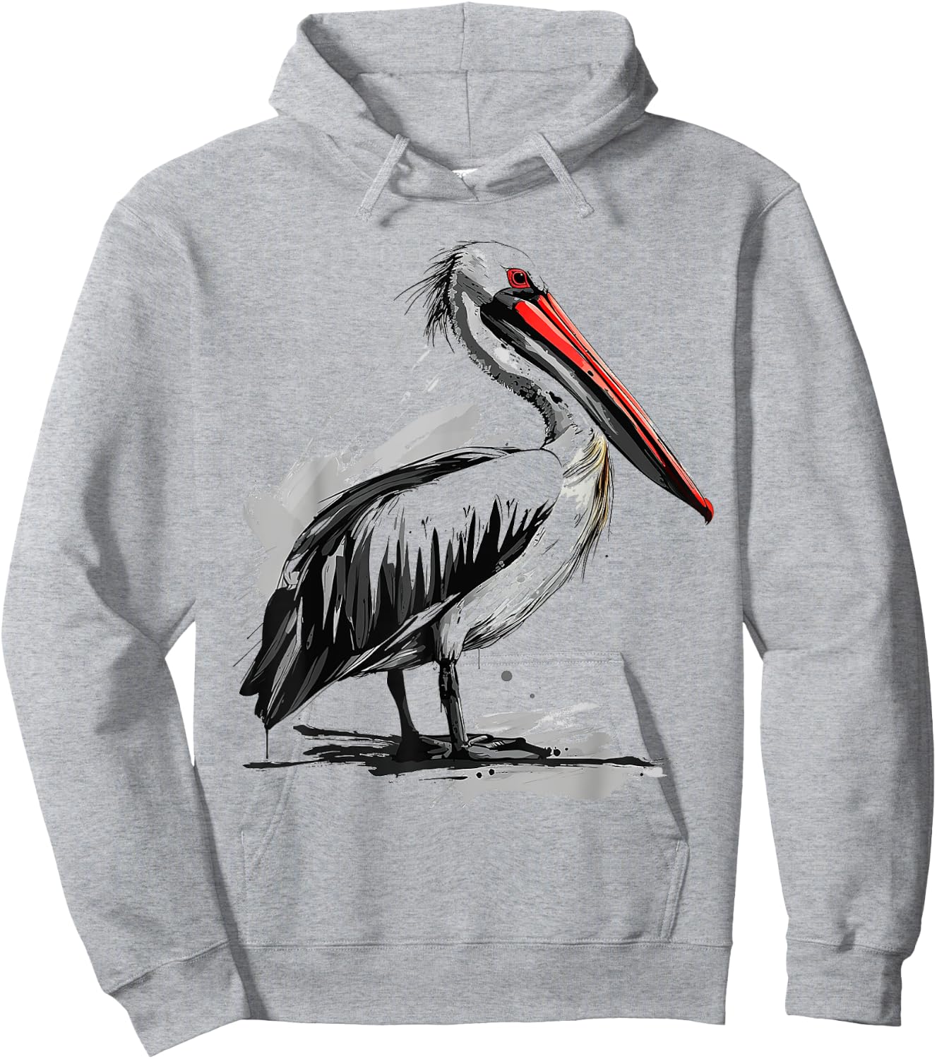 Pelican Animal Print Graphic Drawing Portrait Pelican Hoodie - Hoodie | Ash
