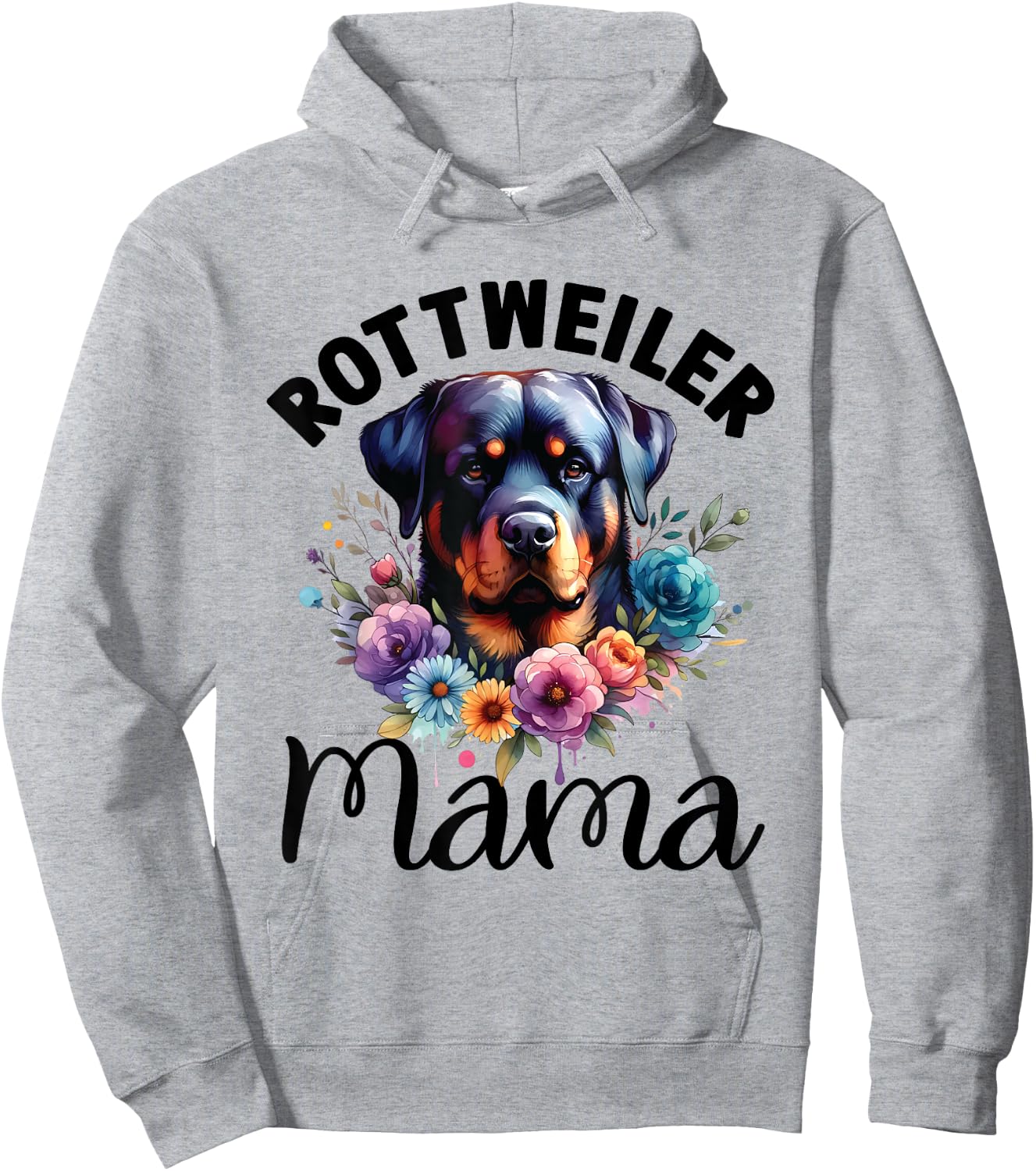 Floral Rottweiler Mom Dog Lovers Rottie Mama Mother's Day Men Women Kids Hoodie - Hoodie | Ash