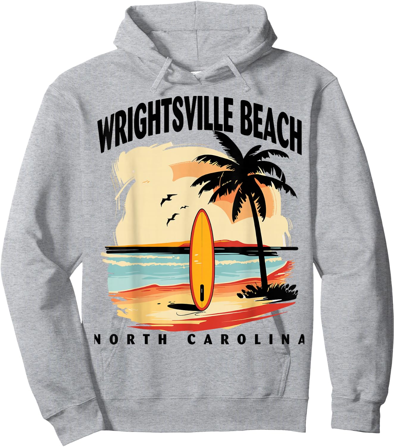 Wrightsville Beach North Carolina Surfboard Surfing Men Hoodie - Hoodie | Ash