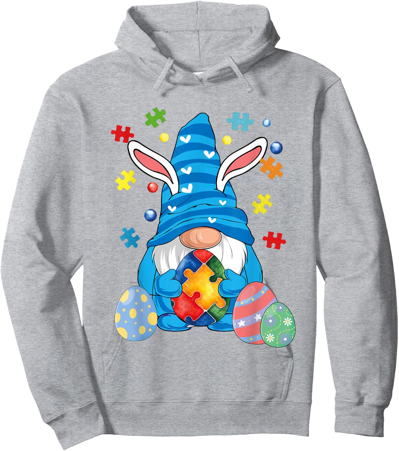 Autism Easter Gnome Autism Awareness Easter Day Gnomes Egg Hoodie - Hoodie | Ash