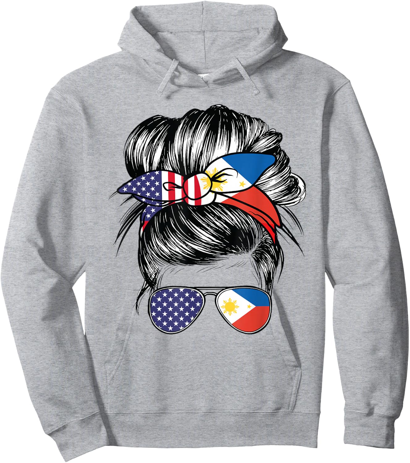 Philippines Flag American Women Girl USA Heritage Filipino Hoodie - Hoodie | Ash