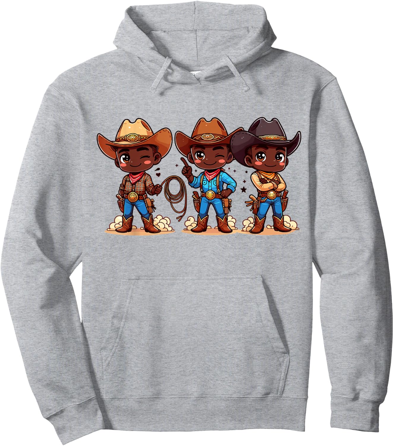 Black Cowboy Western Rodeo Melanin Black History Texas Kids Hoodie - Hoodie | Ash