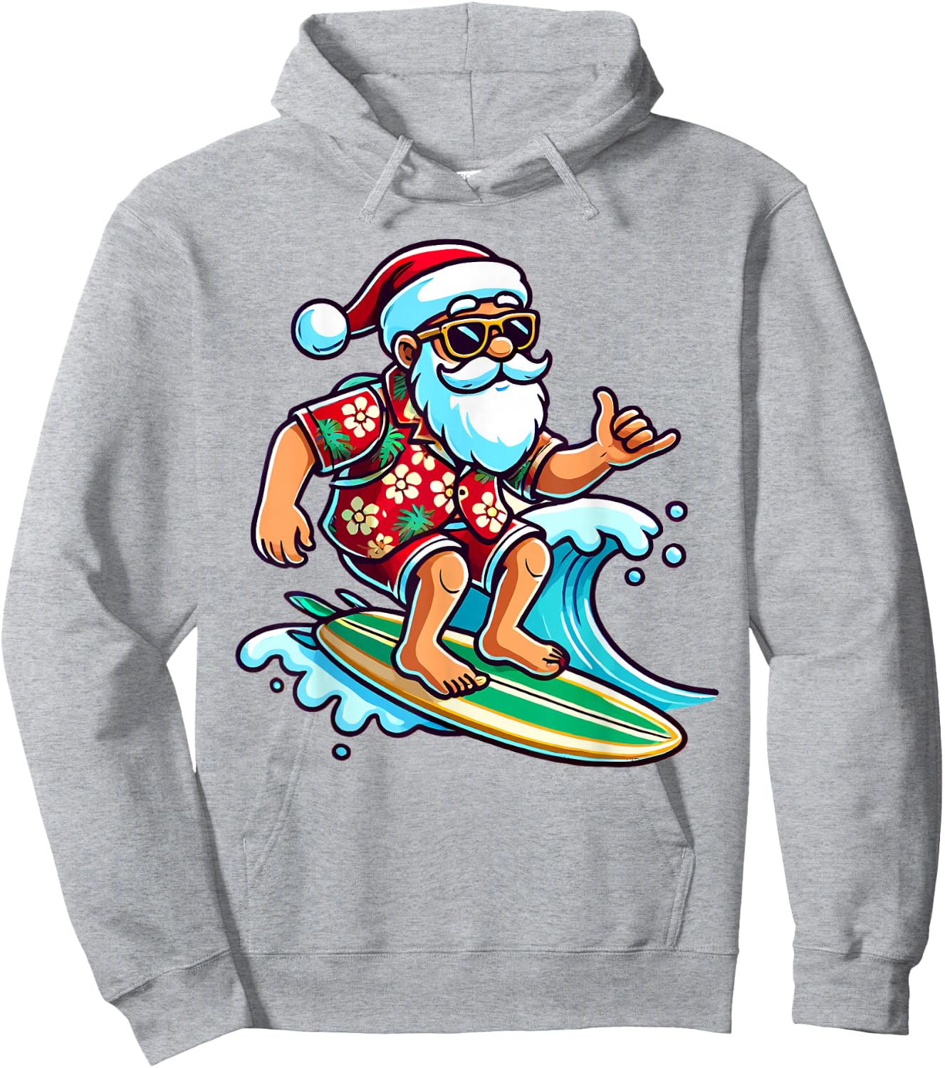 Cool Surfing Santa Christmas in July Summer Beach Party Hoodie - Hoodie | Ash