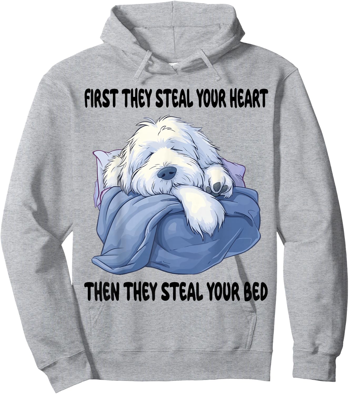 Old English Sheepdog Sleeping Pajamas Nightgown Hoodie - Hoodie | Ash