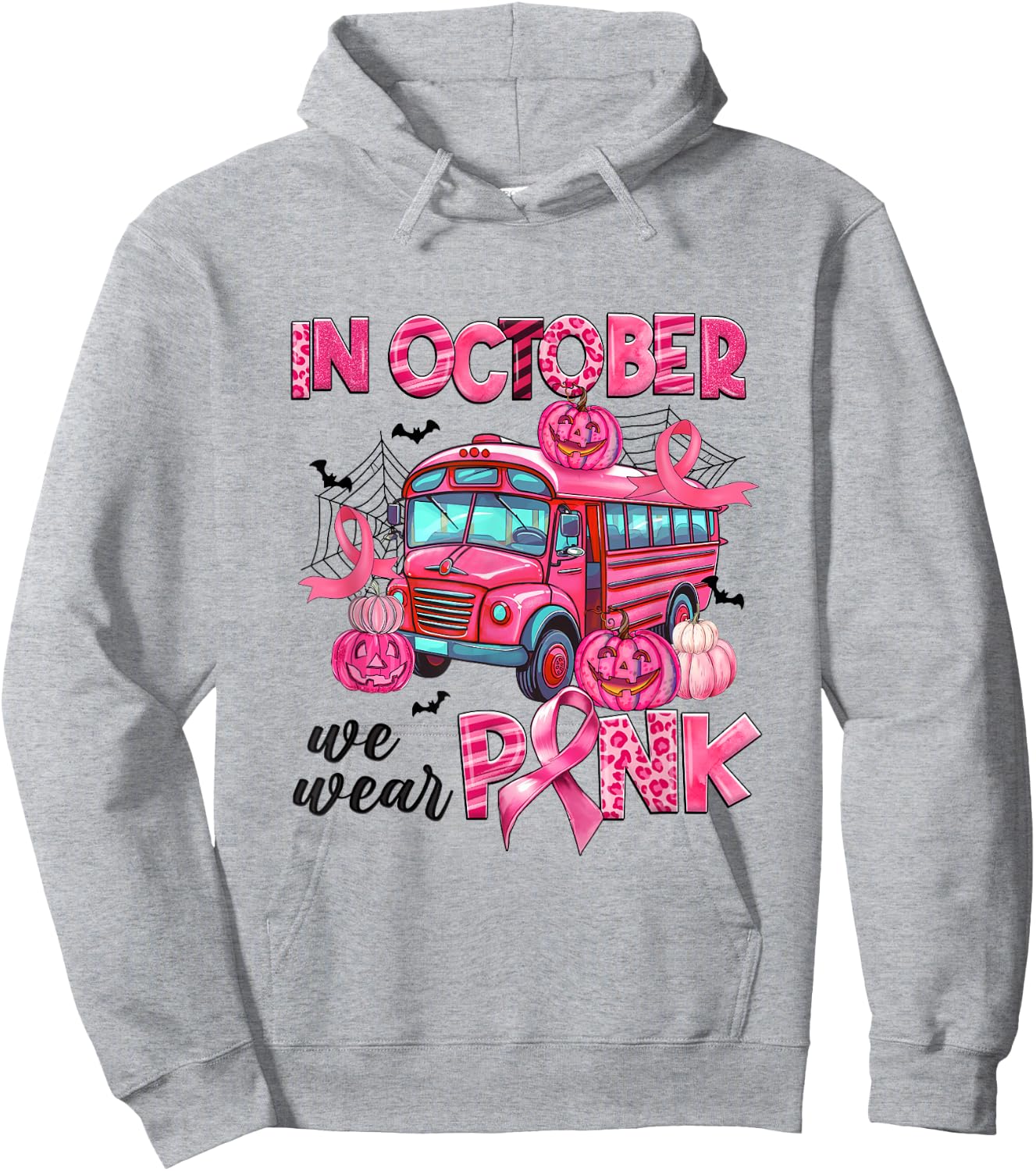 In October We Wear Pink Bus Driver Leopard Breast Cancer Hoodie - Hoodie | Ash