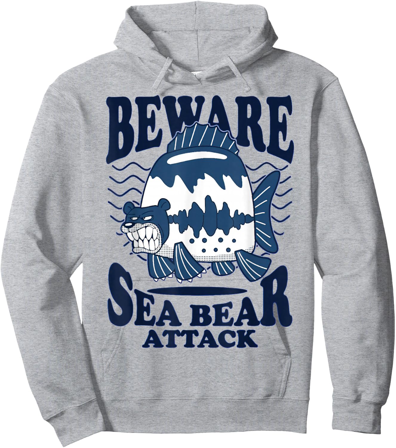 Beware Sea Bear Attack Hoodie - Hoodie | Ash