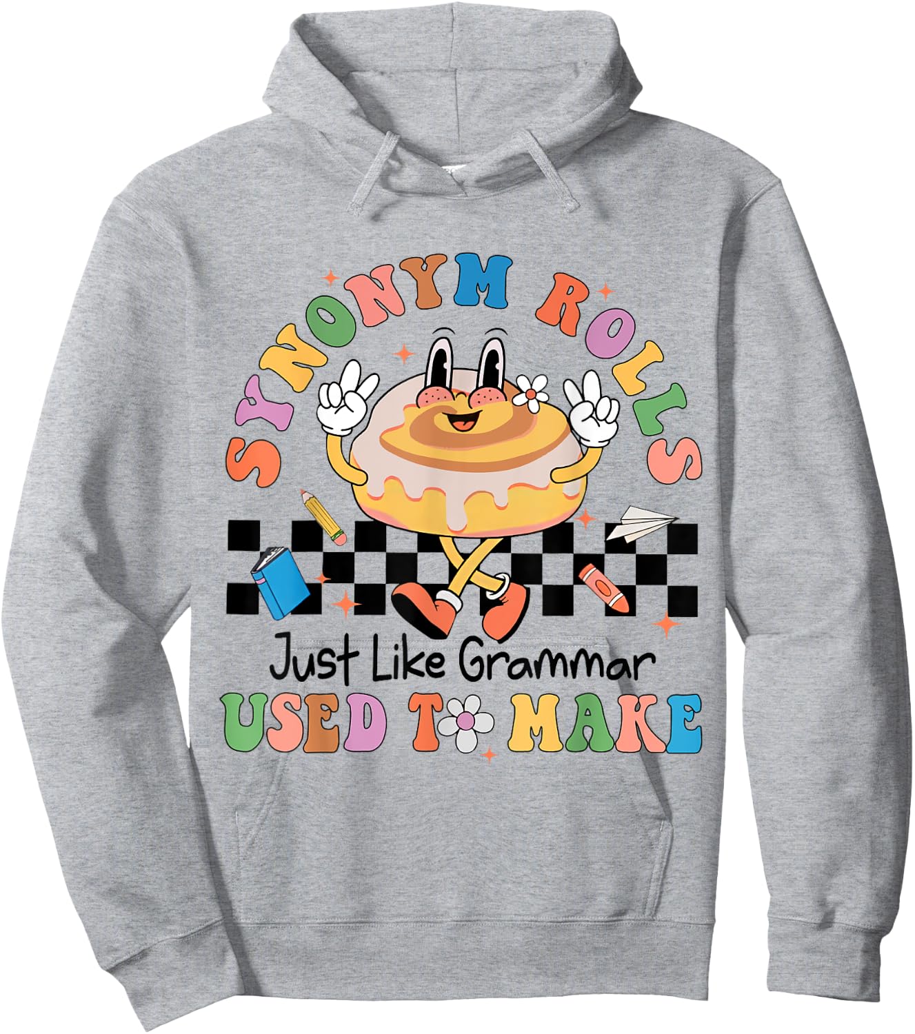 Synonym Rolls Teacher Teacher Funny Grammar Punctuation Women Kids Hoodie - Hoodie | Ash