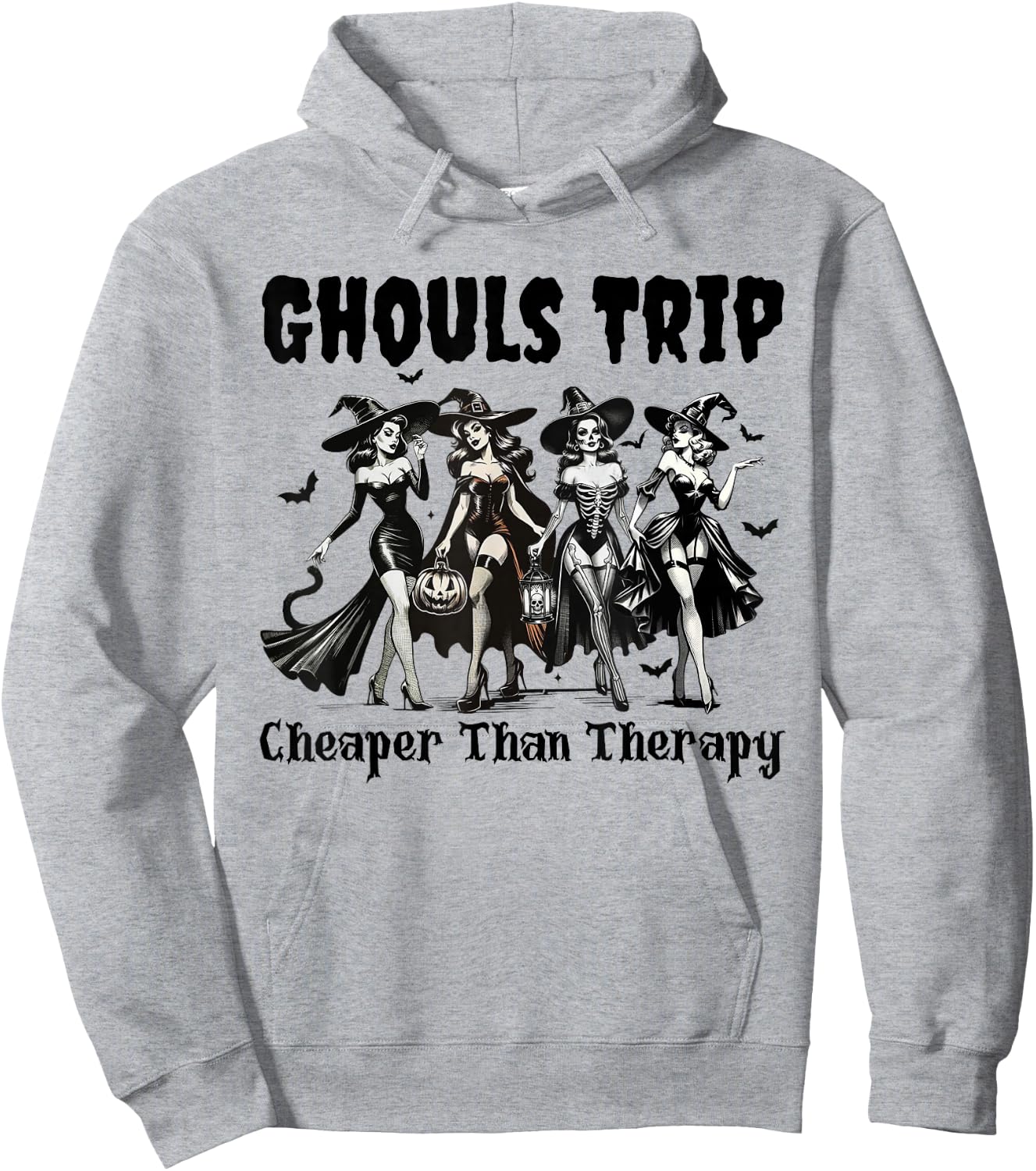 Vintage Ghouls Trip Cheaper Than Witch Therapy Halloween Hoodie - Hoodie | Ash