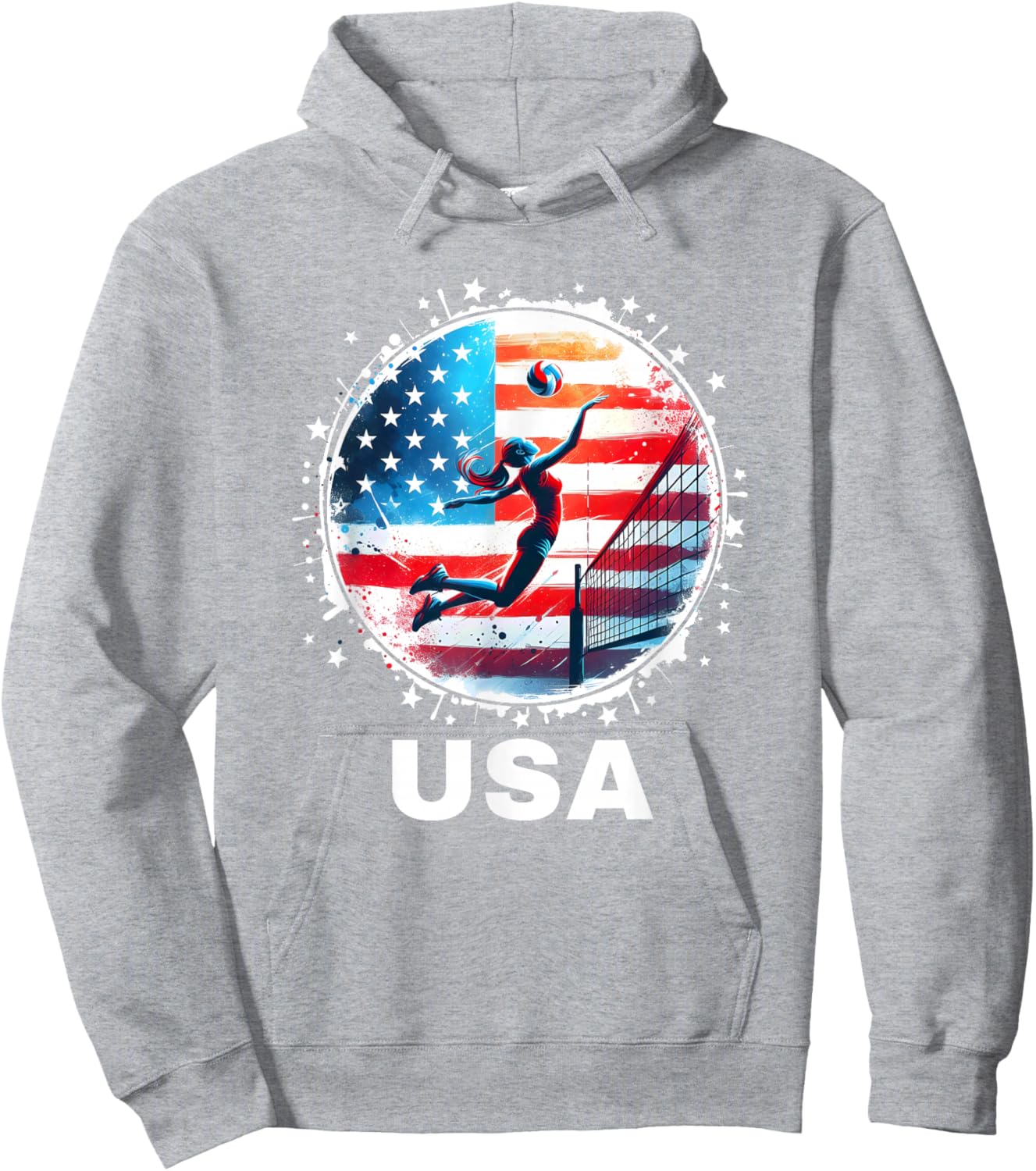 USA Women United States American Flag Volleyball USA Team Hoodie - Hoodie | Ash