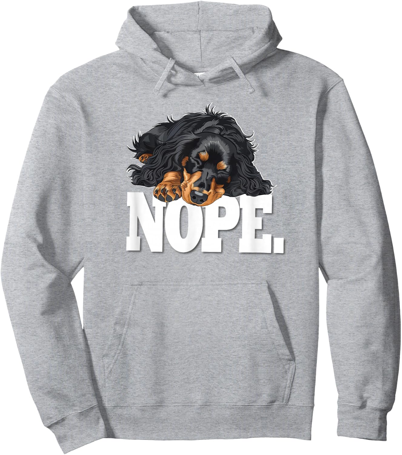 Funny Sleeping NOPE Black Long Haired Dachshund Lover Hoodie - Hoodie | Ash