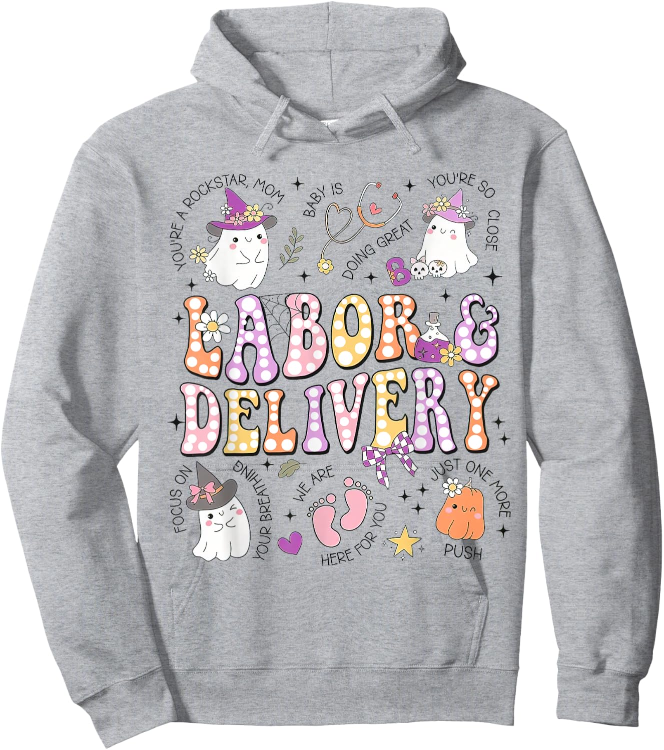 Halloween Labor And Delivery Nurse, Halloween L&D Nurse Hoodie - Hoodie | Ash