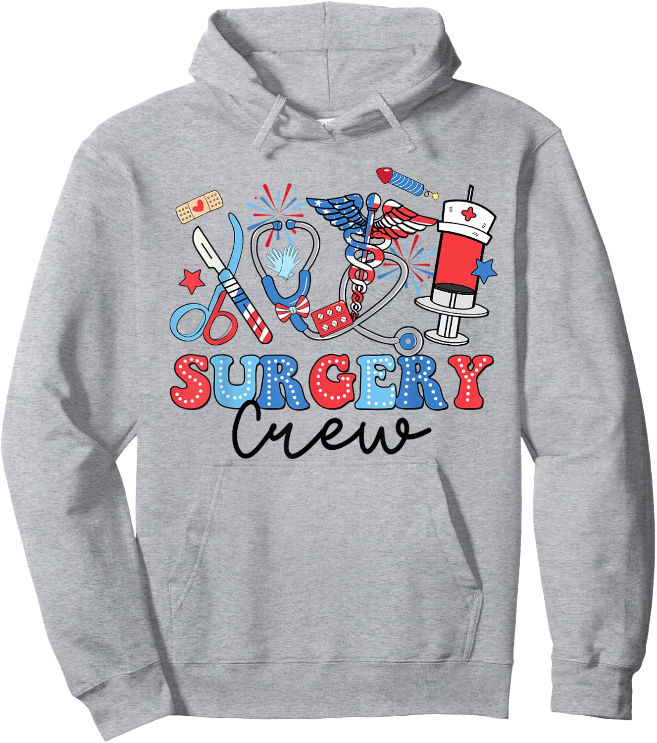 Retro Surgery Crew American Flag Surgical Tech 4th Of July Men Hoodie - Hoodie | Ash