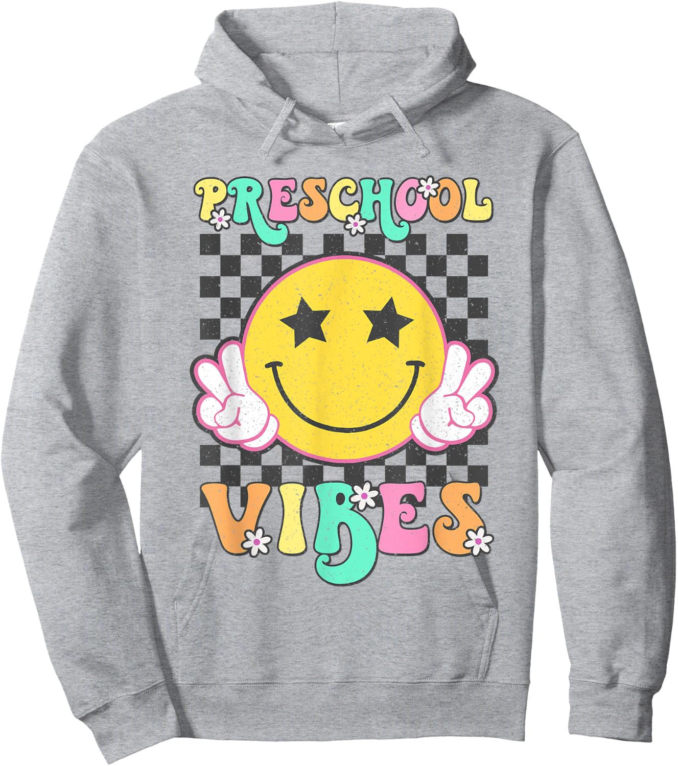 Preschool Vibes Smile Face Back to School Preschool Girl Kid Hoodie - Hoodie | Ash