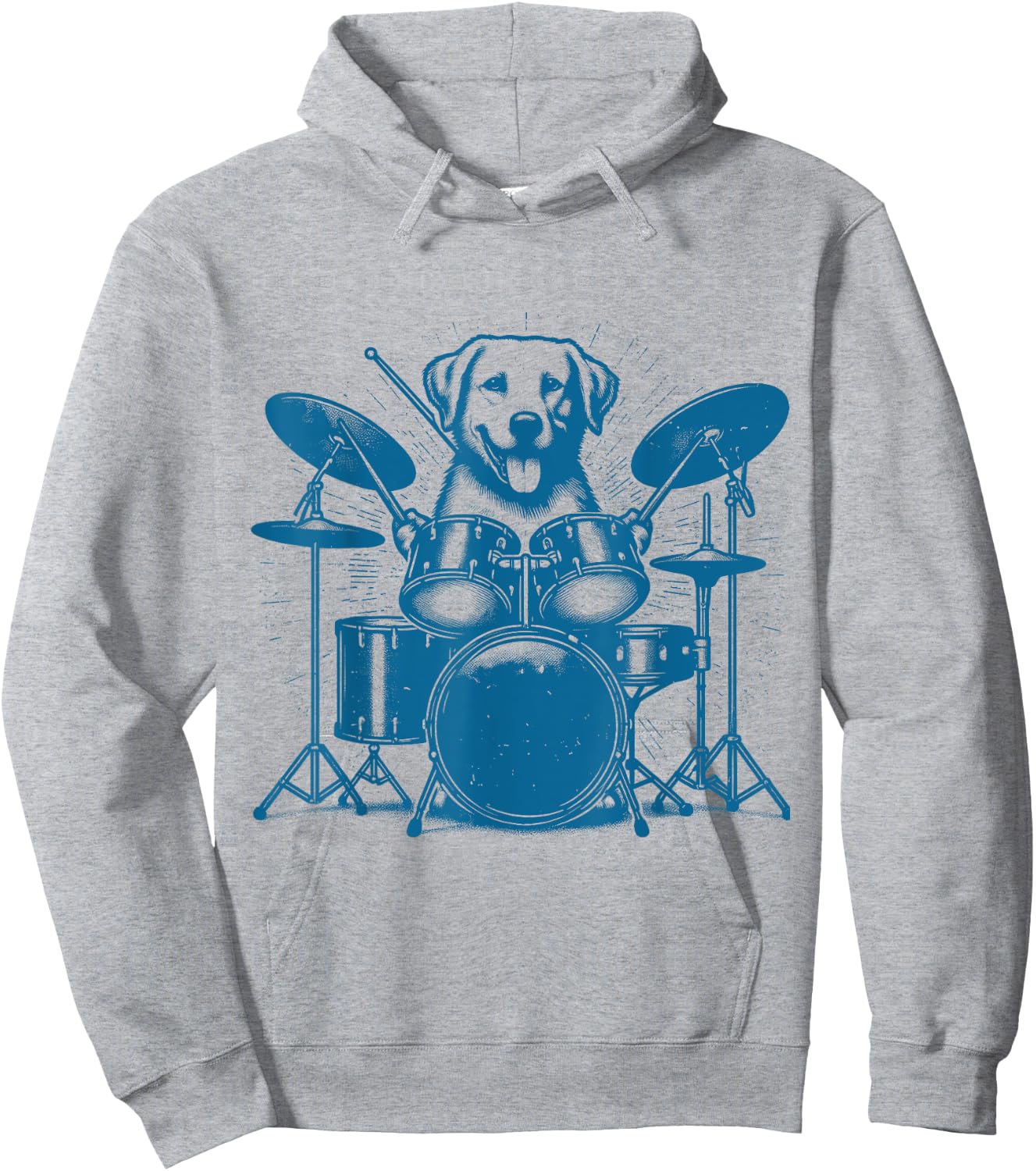 Drummer Dog Playing Drums Vintage Art Dog On Drums Women Hoodie - Hoodie | Ash