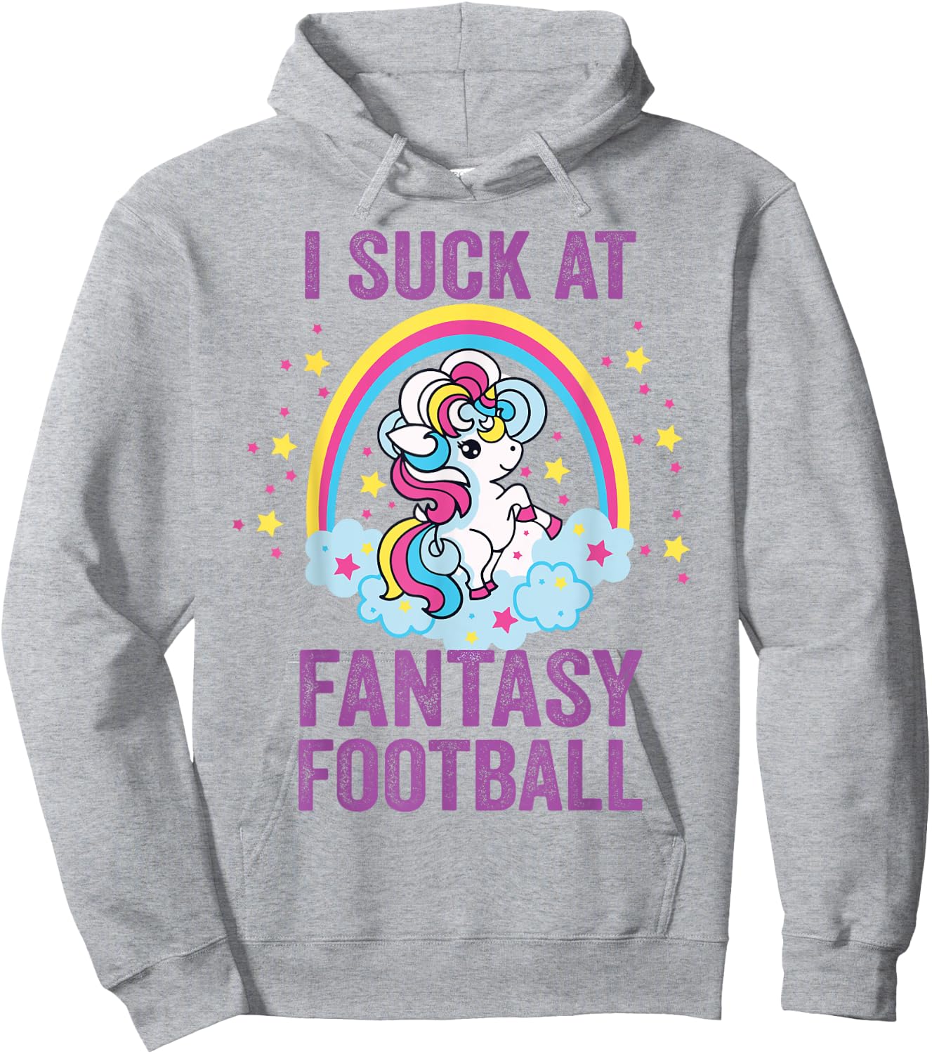 I Suck at Fantasy Football Punishment Unicorn Rainbow Loser Hoodie - Hoodie | Ash