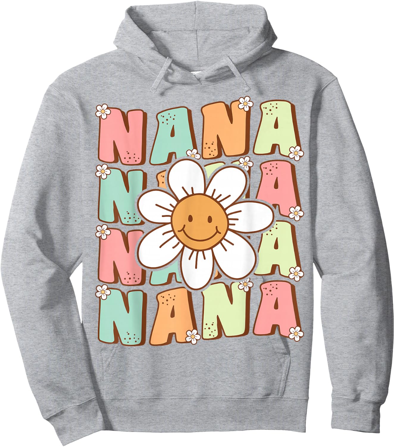 Cute Groovy Nana 70s Family Birthday Party Daisy Flower Hoodie - Hoodie | Ash