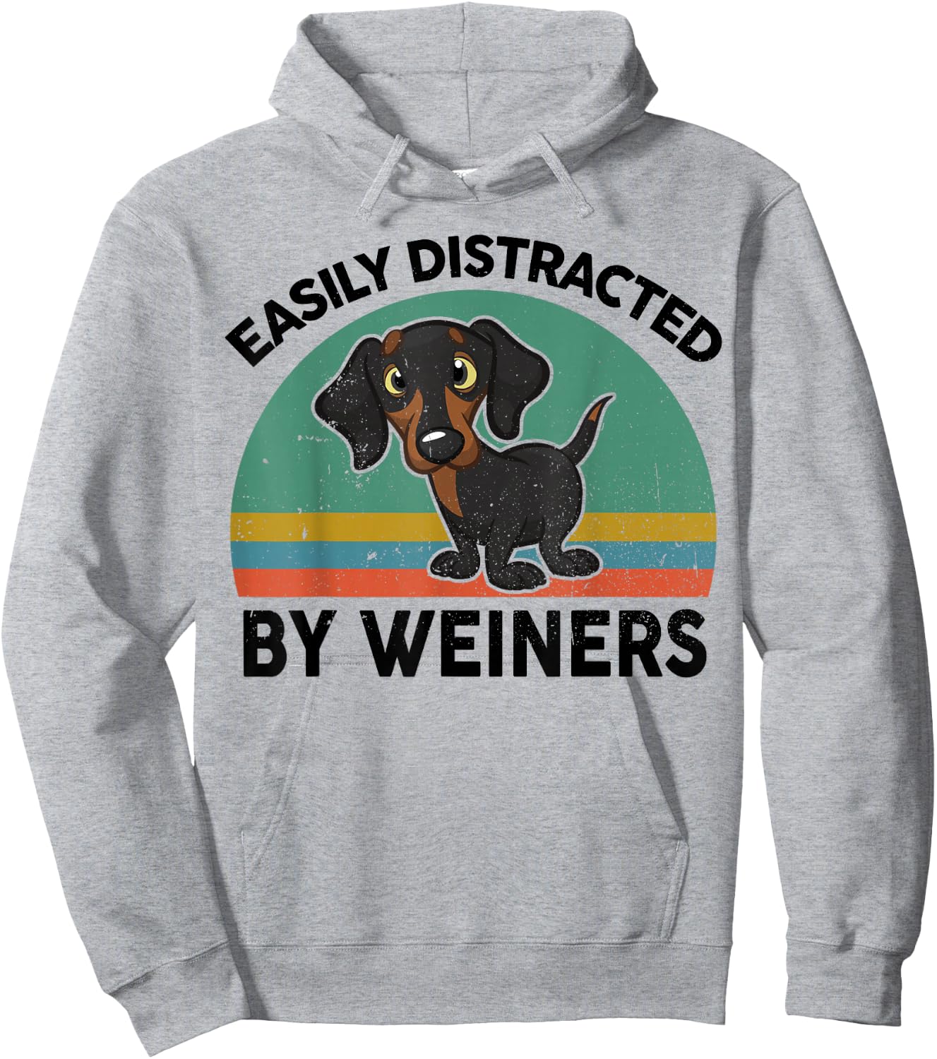 Funny Easily Distracted By Weiners for Dachshund Doxie Lover Hoodie - Hoodie | Ash