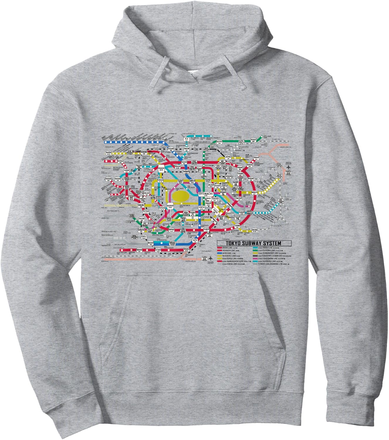 Tokyo Subway Map - Map of the Tokyo Subway System Hoodie - Hoodie | Ash