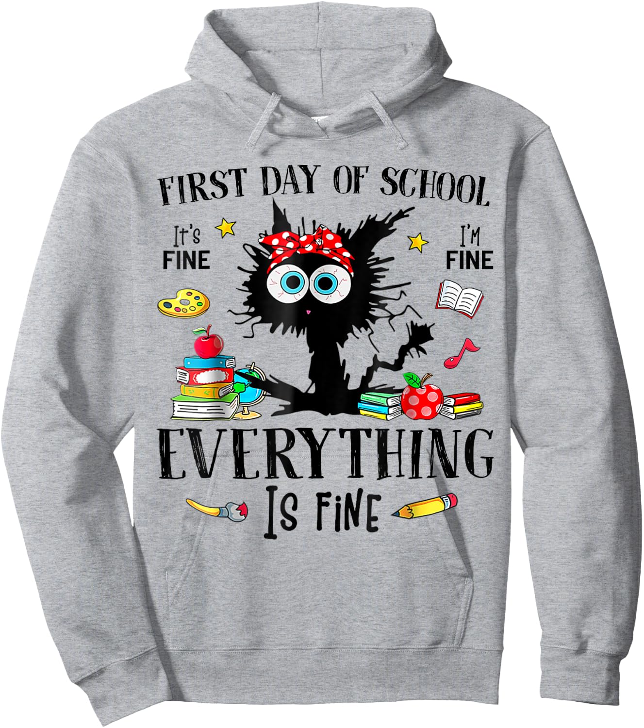 First Day Of School Back To School Teacher & Kids Funny Cat Hoodie - Hoodie | Ash