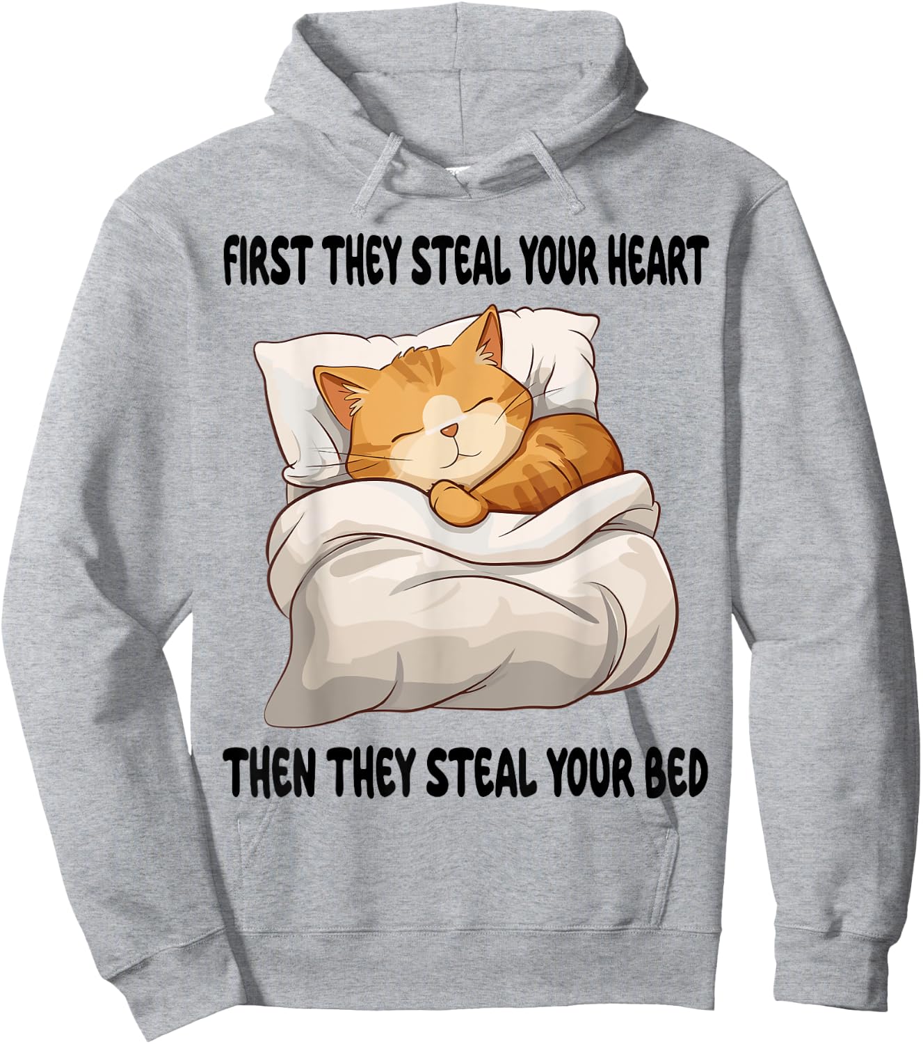 Cat Kitten Sleeping Pajamas Nightgown Men Women Girls Kids Hoodie - Hoodie | Ash